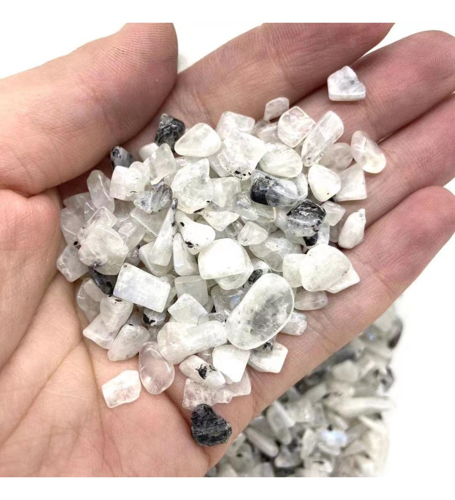 Natural Crystals and Stones 200g 8mm-15mm Natural White Moon Quartz Crystal Gravels Polishing Stone Chips with Blue Flash for Decoration kaixun - Buy Online on GoSupps.com