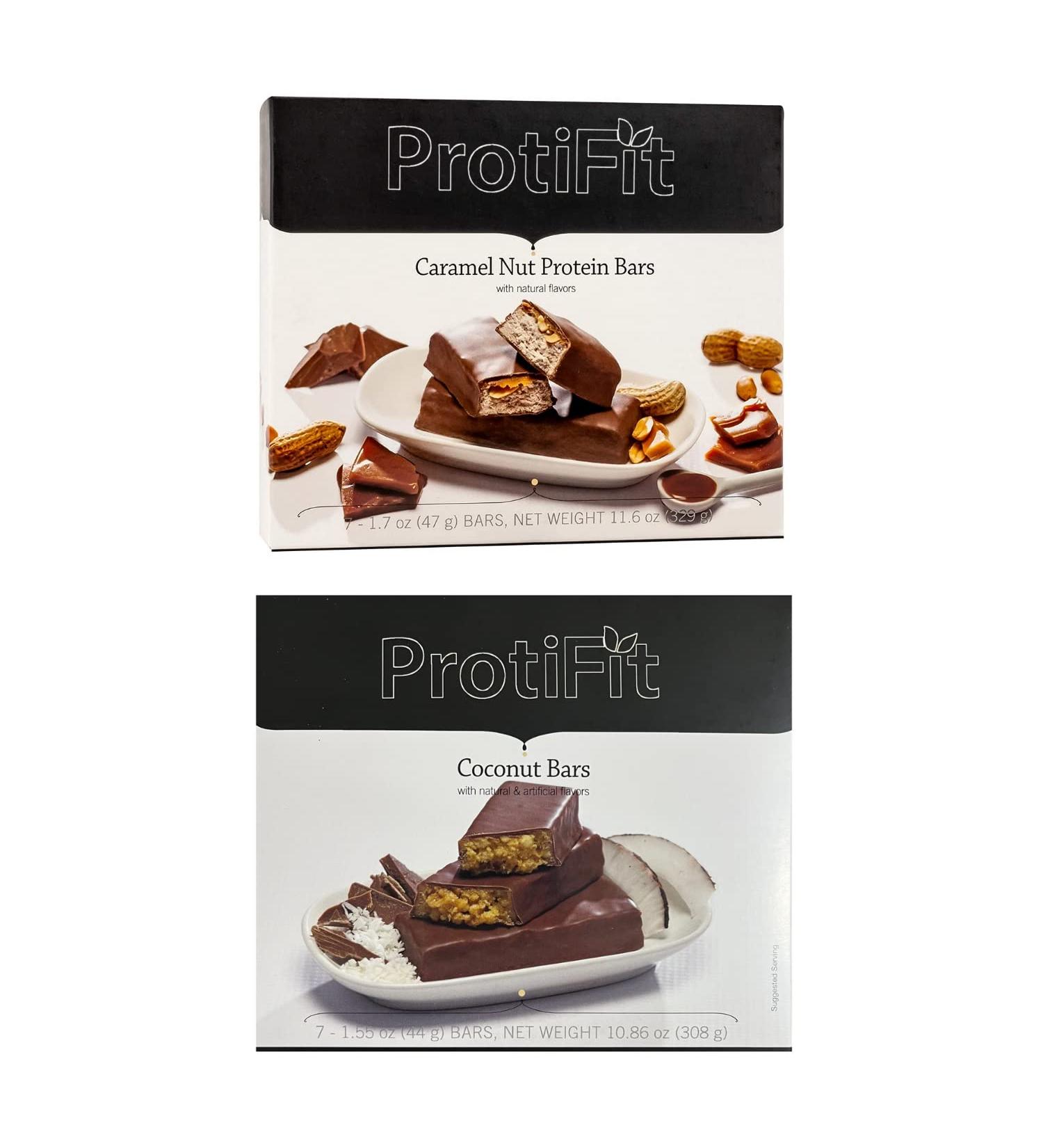 PROTIFIT - Low Calorie Caramel Nut & Coconut Protein Bar 2 Pack High Protein 15g Protein Low Carb Low Sugar Ideal Protein Compatible 7 Servings Per Box (2 Pack) - Buy Online on GoSupps.com