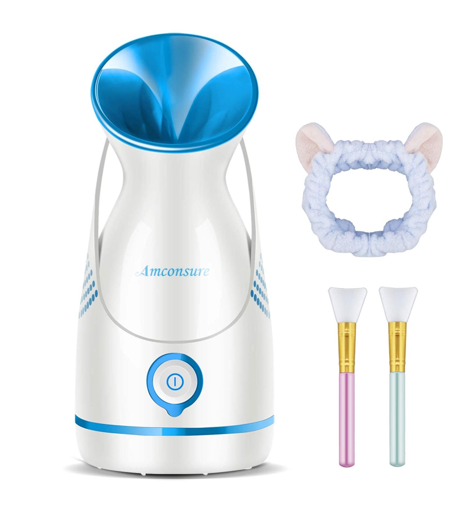 Amconsure Facial Steamer - Nano Ionic Face Humidifier for Deep Cleaning & Moisturizing - Blue - Buy Online on GoSupps.com