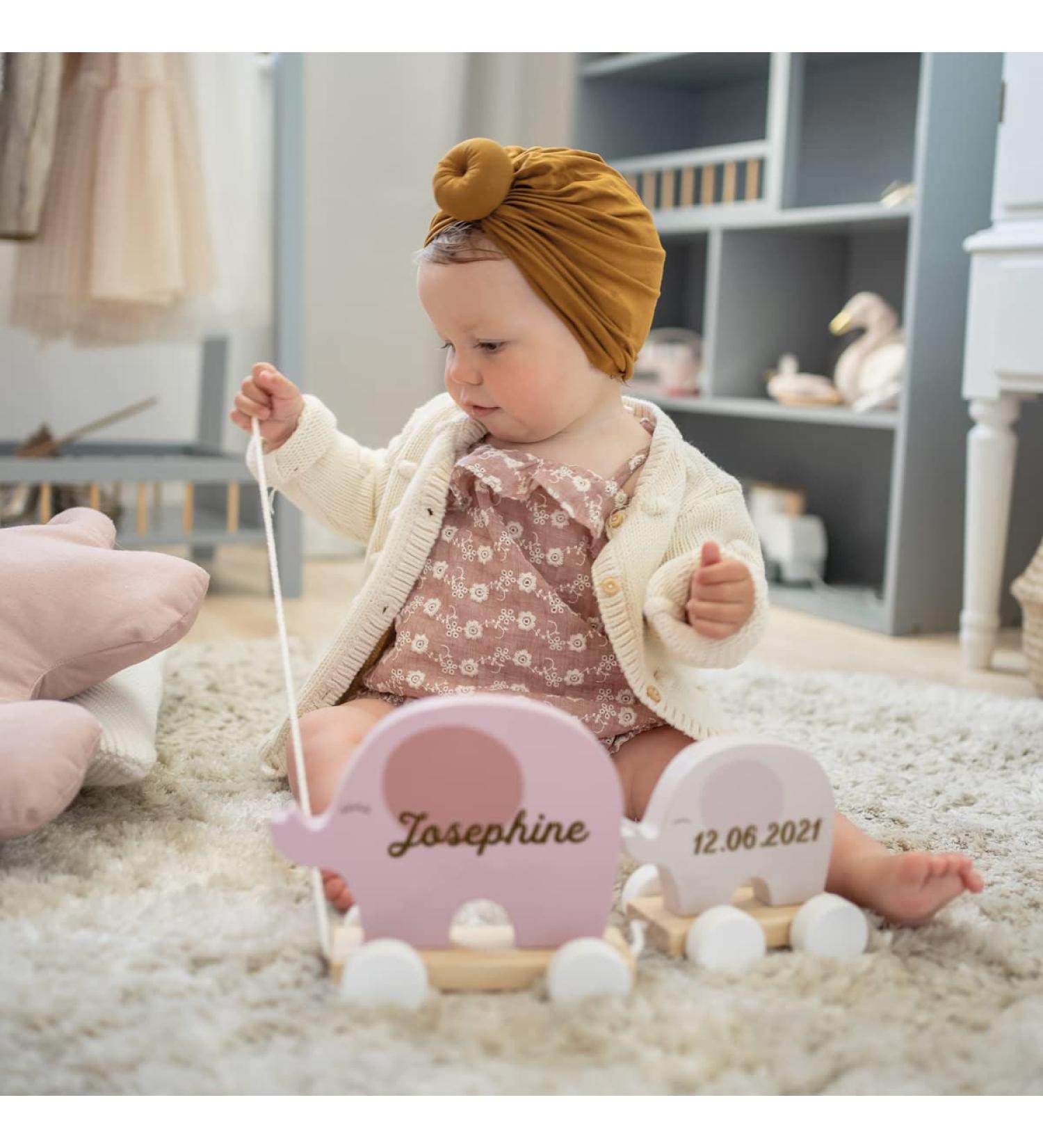Personalized Wooden Attraction Elephants Rosa I | Hand-Painted with Safe Water-Based Colors | Perfect Decorative Item for Ages 1+ - Buy Online on GoSupps.com
