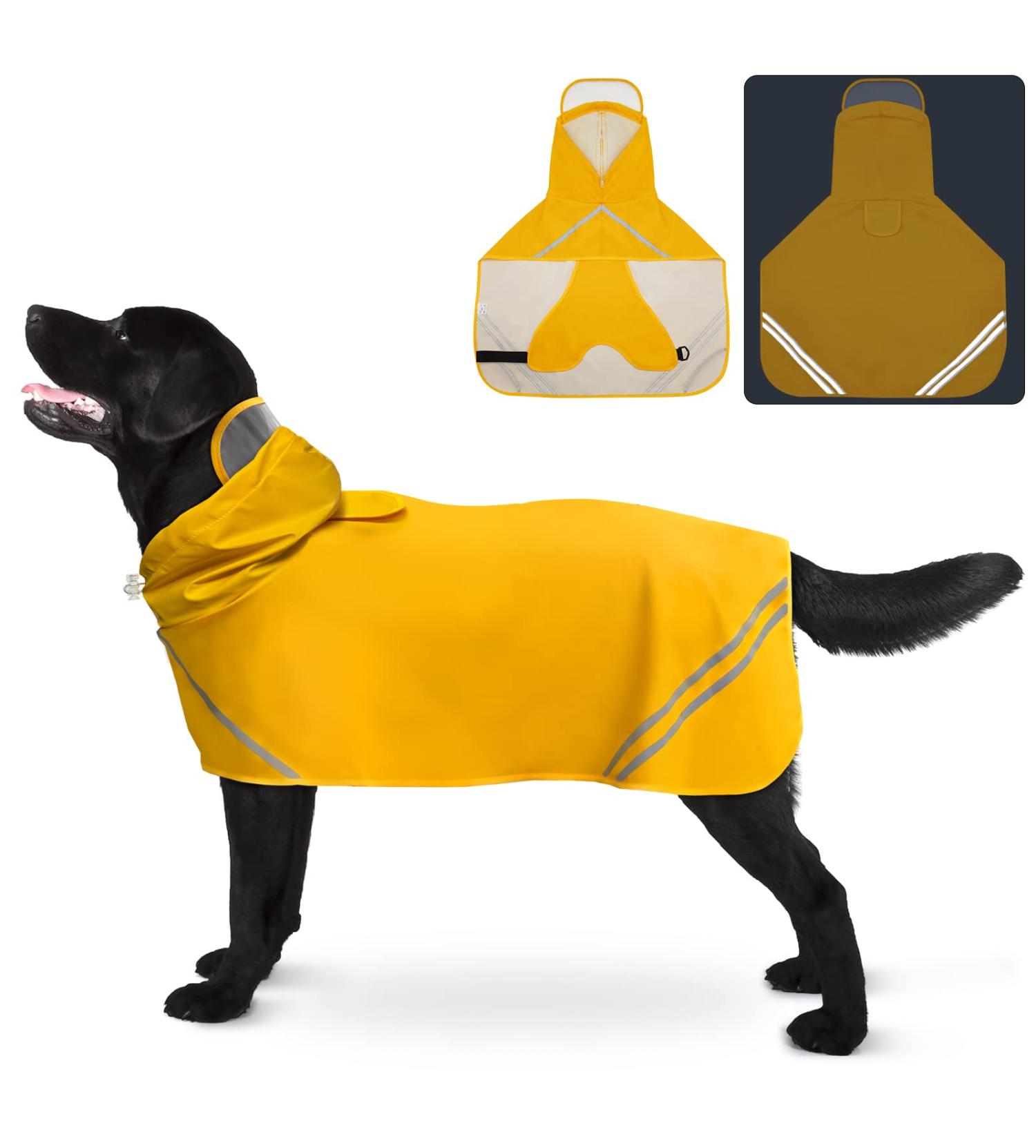 Waterproof Adjustable Dog Raincoat for Large Dogs - Reflective Strip Hoodie - X-Large (24'') - Buy Online on GoSupps.com