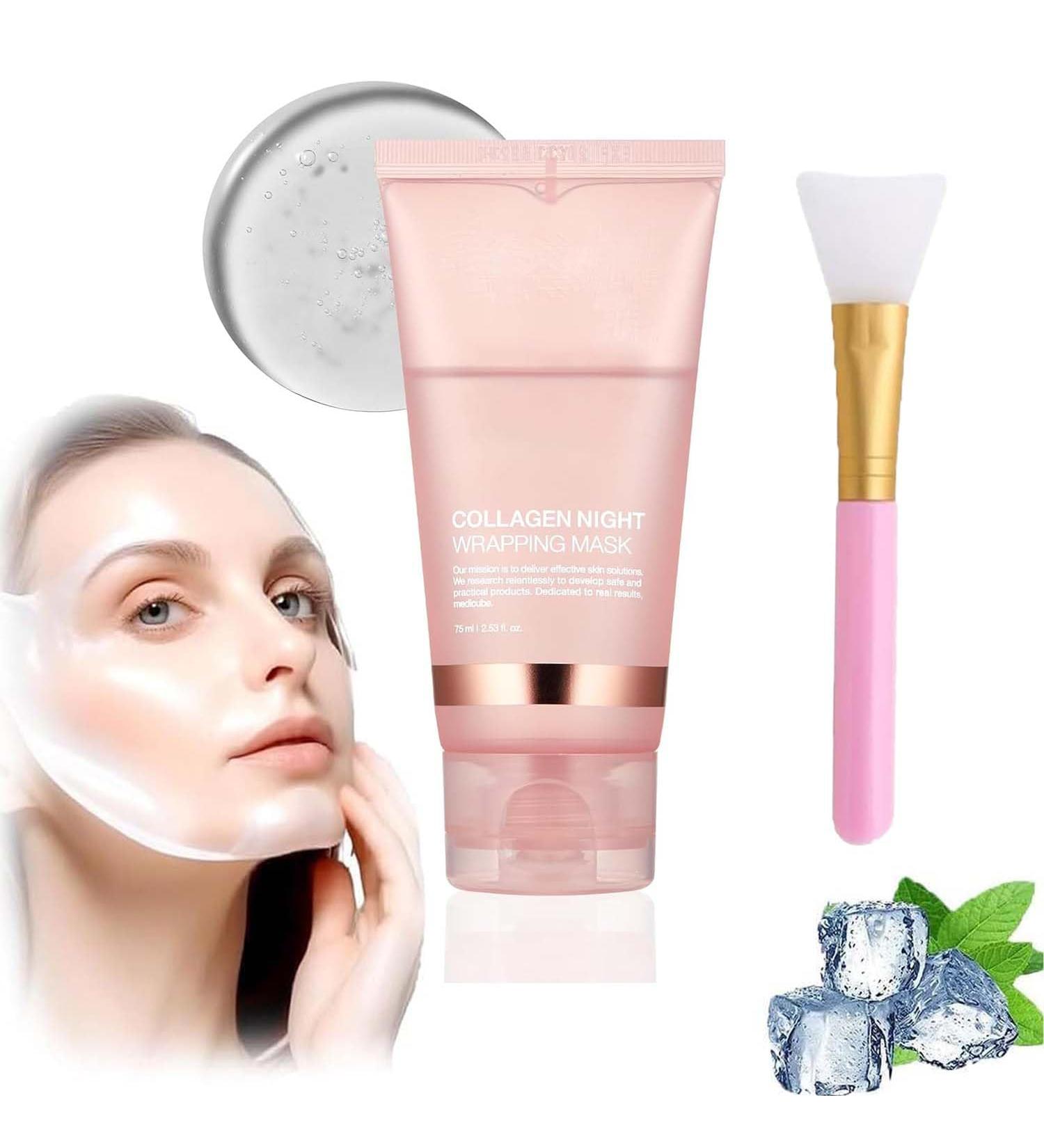 Collagen Night Wrapping Mask Overnight Collagen Wrapping Mask Collagen Overnight Wrapping Peel Off Facial Mask Elasticity & Hydration Care Reduces Sagging & Dullness Suitable For All Skin Types - Buy Online on GoSupps.com