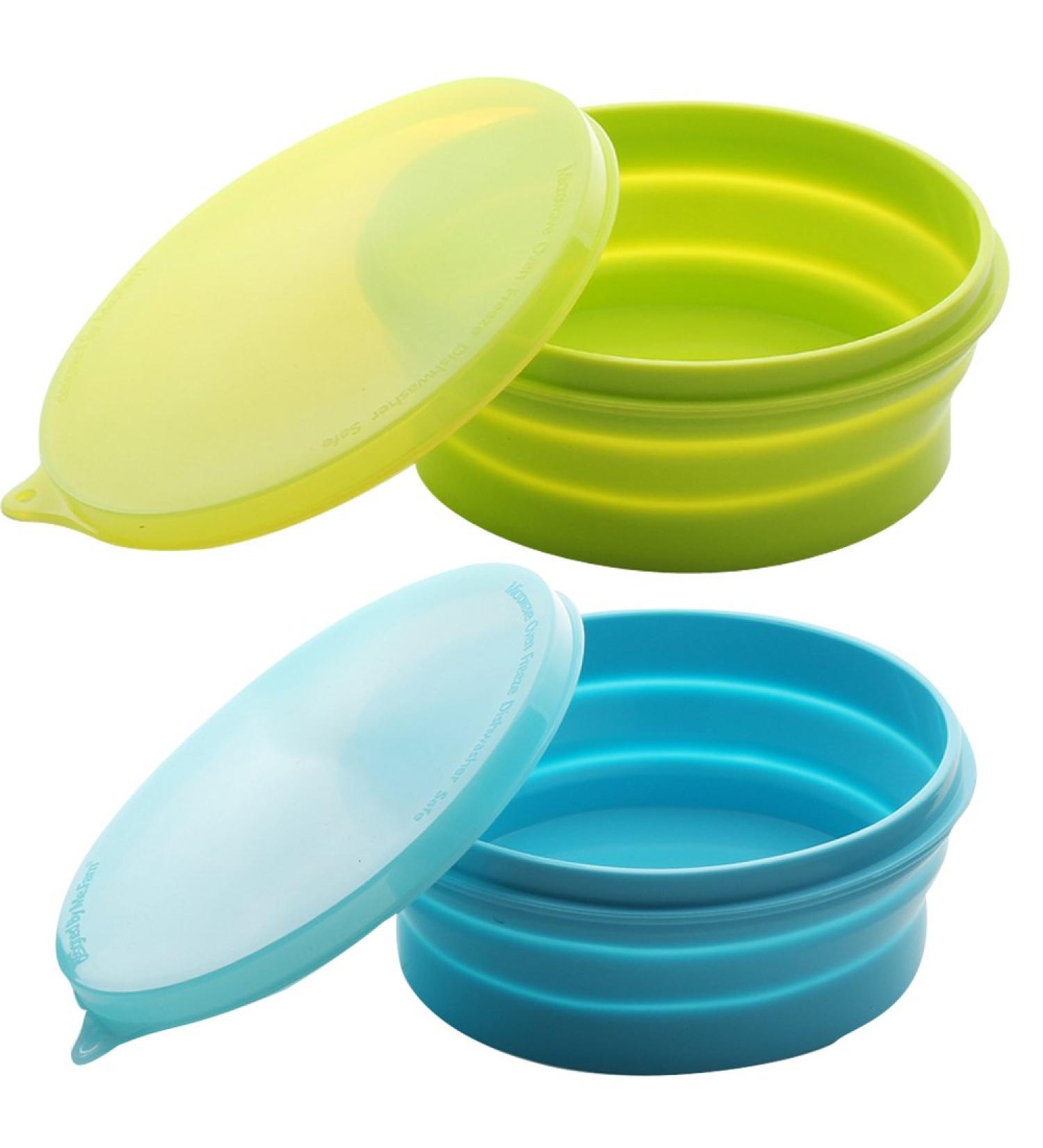 ME.FAN Silicone Collapsible Bowls - 27oz 2 Pack with Lids - Portable Food Storage Containers - Silicone Folding Travel Bowl Set - Buy Online on GoSupps.com
