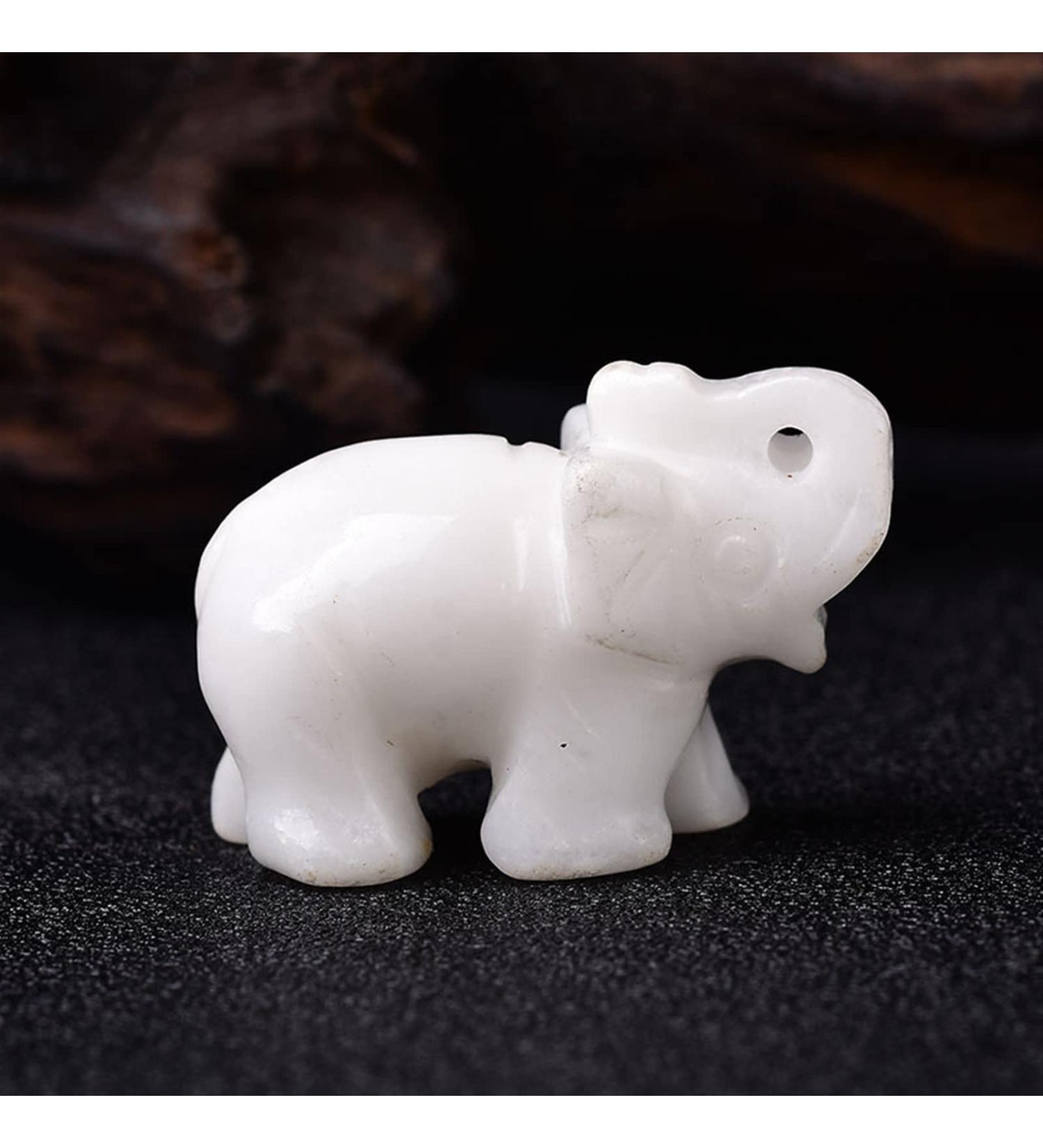 Handmade Carved Tangling Jade Elephant Gemstone Natural Crystal Figurine Good Luck Ornaments FZUGEDRLI (Color : White Stone) - Buy Online on GoSupps.com