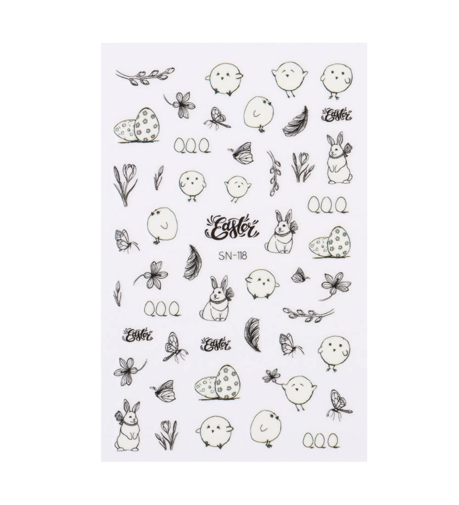 3D Nail Art Chick Egg Bunny Rabbit Nail Slider Water Decals Nail Art Sticker Nails Decal Easter Nail Sticker(6) Style6 - Buy Online on GoSupps.com