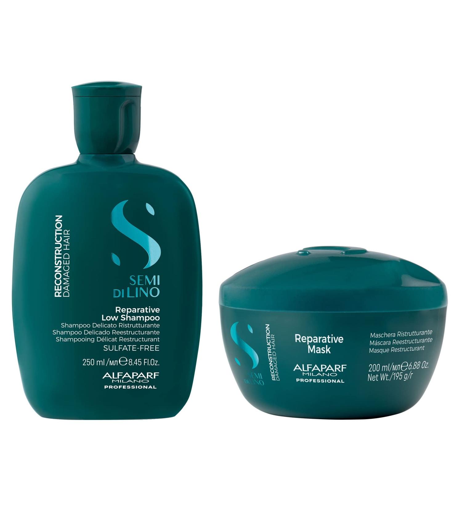 Alfaparf Milano Semi di Lino Reconstruction Set - Sulfate Free Shampoo & Mask for Damaged Hair - Buy Online on GoSupps.com