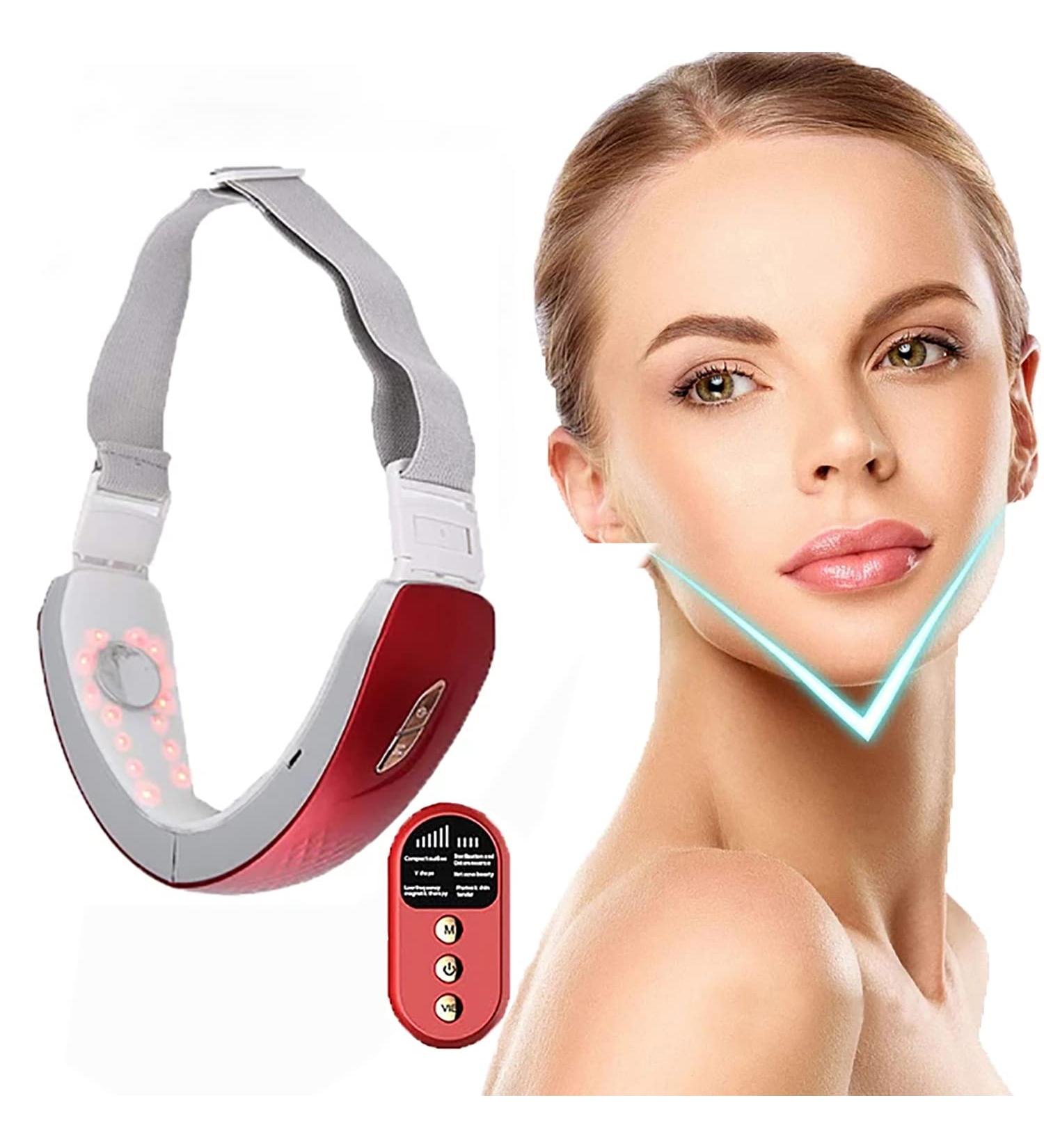 V Face Machine Reusable V Line Mask Facial Slimming Strap Double Chin Reducer - Red-2 - Buy Online on GoSupps.com