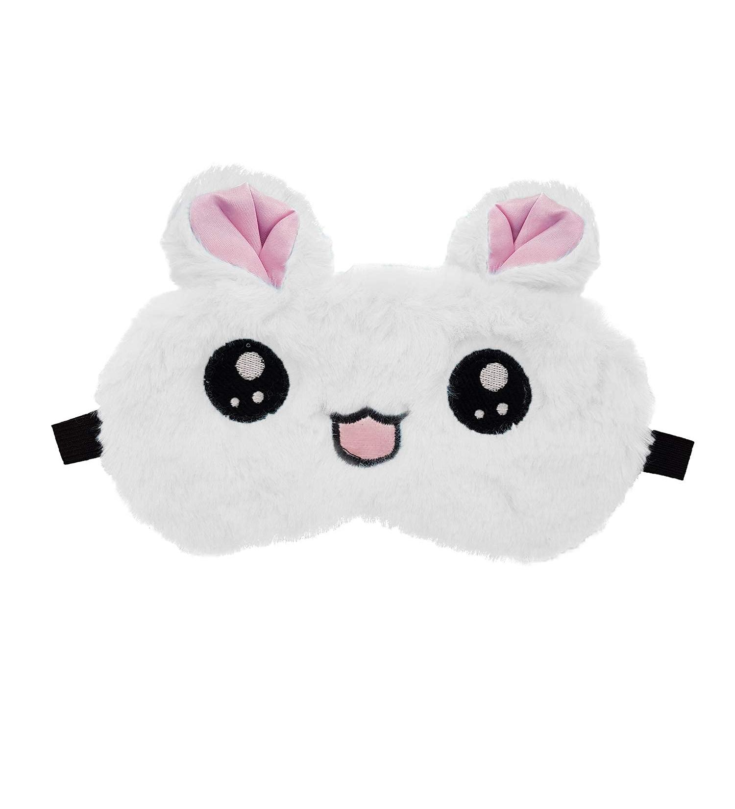 Cute and classic Bunny White Fur Sleeping Eye Shade Mask Cover for Insomnia Meditation Puffy Eyes and Dark Circles Kitty eyes Pack of Two