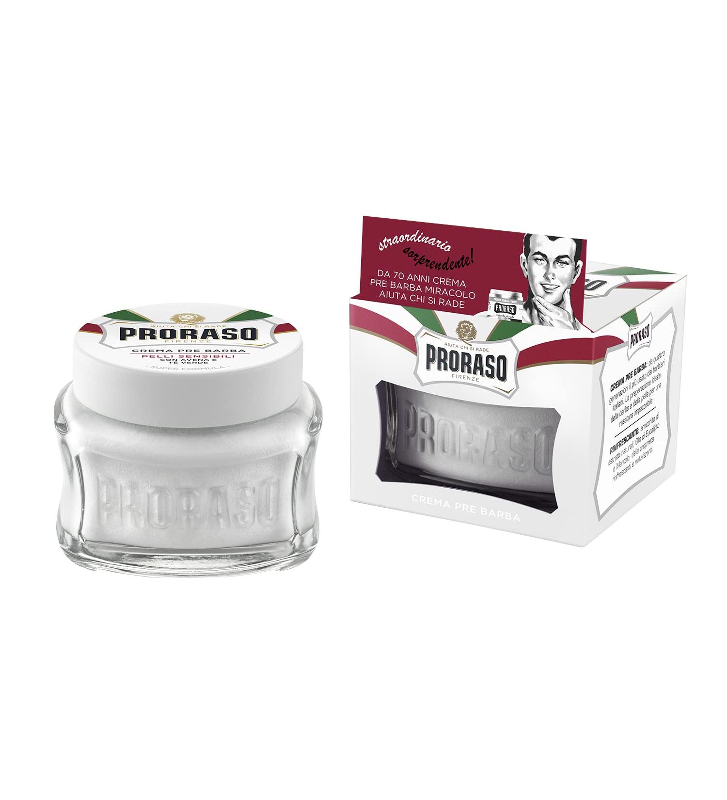 Proraso Pre-Shave Conditioning Cream for Men - Sensitive Skin with Oatmeal & Green Tea - 3.6 oz - Buy Online on GoSupps.com