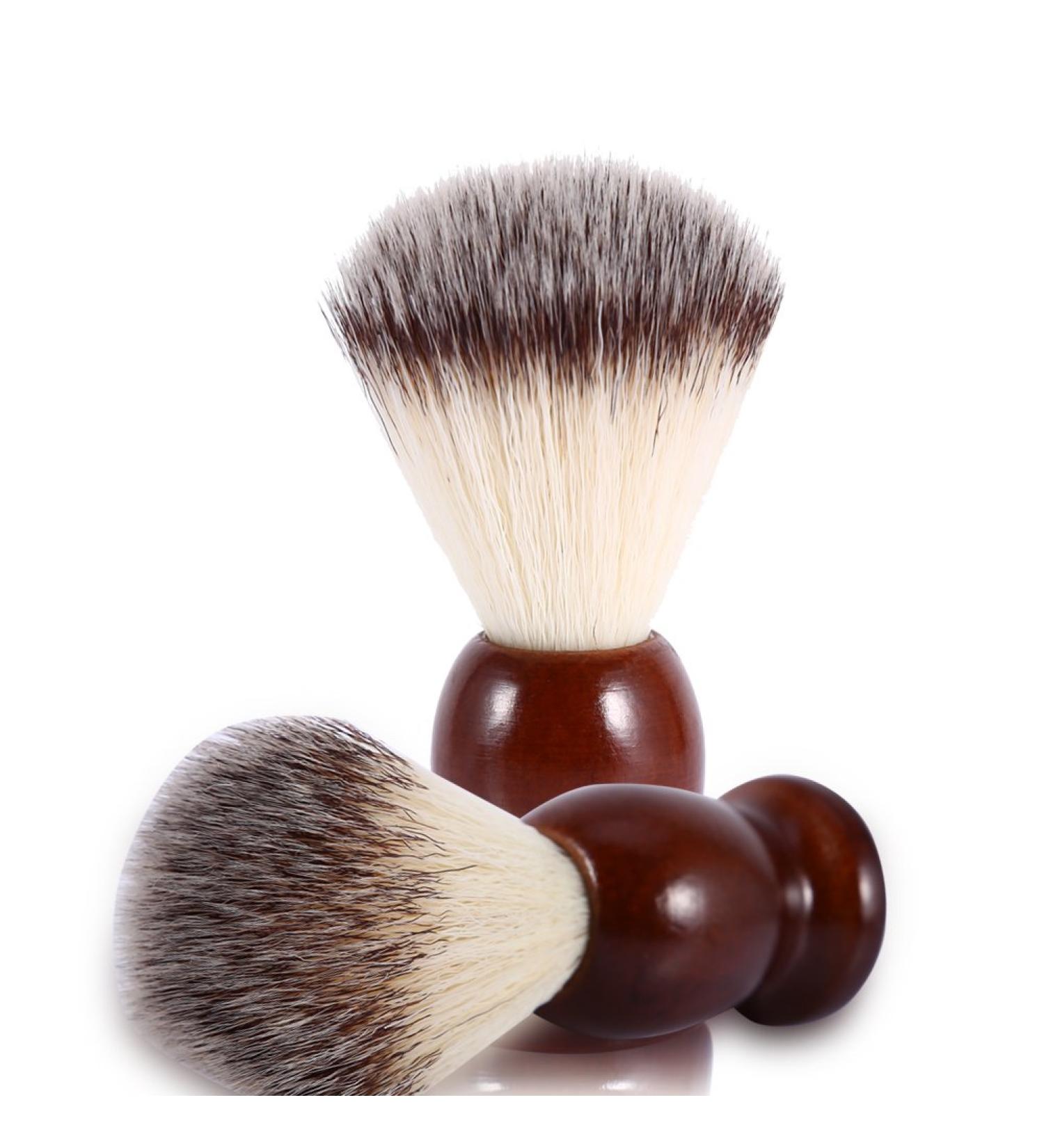 Professional Male Beard Shaving Brush - Wooden Handle with Nylon Hair for Facial Cleansing & Barber Tools | Buy Internationally - Buy Online on GoSupps.com