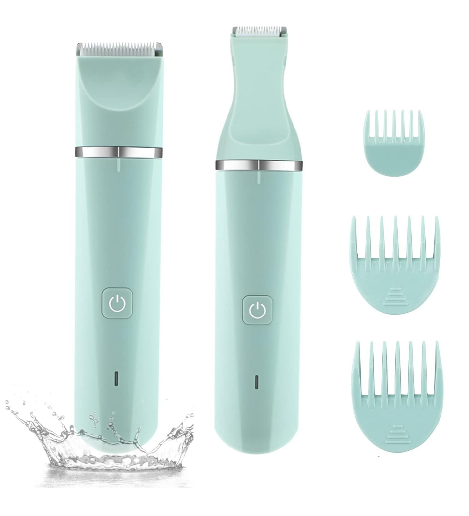 Rechargeable Electric Bikini Trimmer & Pubic Hair Shaver | IP7X Waterproof | Mint Green - Buy Online on GoSupps.com