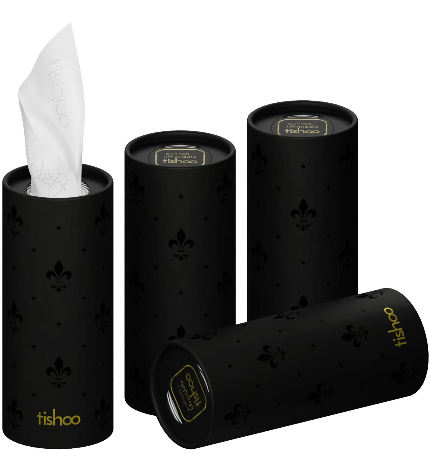 TiShoo Extra Soft Handkerchiefs with Moisturizer | 40 Tubes | Perfect for Car Cup Holders Home & Travel | Black - 1 Pack - Buy Online on GoSupps.com