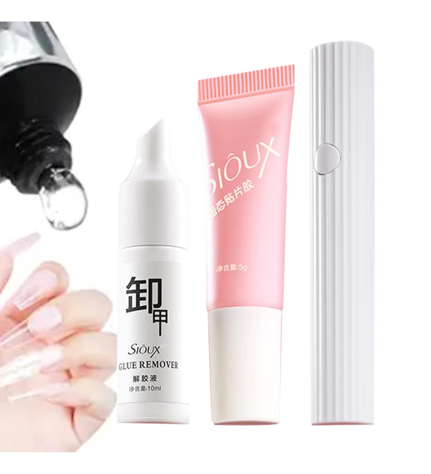 Fovolat Soft Gel Nail Tips Glue - Nail Glue Kit for Press On Tips | Long Lasting Adhesive Solid Rhinestone Glue with Remover and Curing Lamp for Acrylic Nails Extension - Buy Online on GoSupps.com