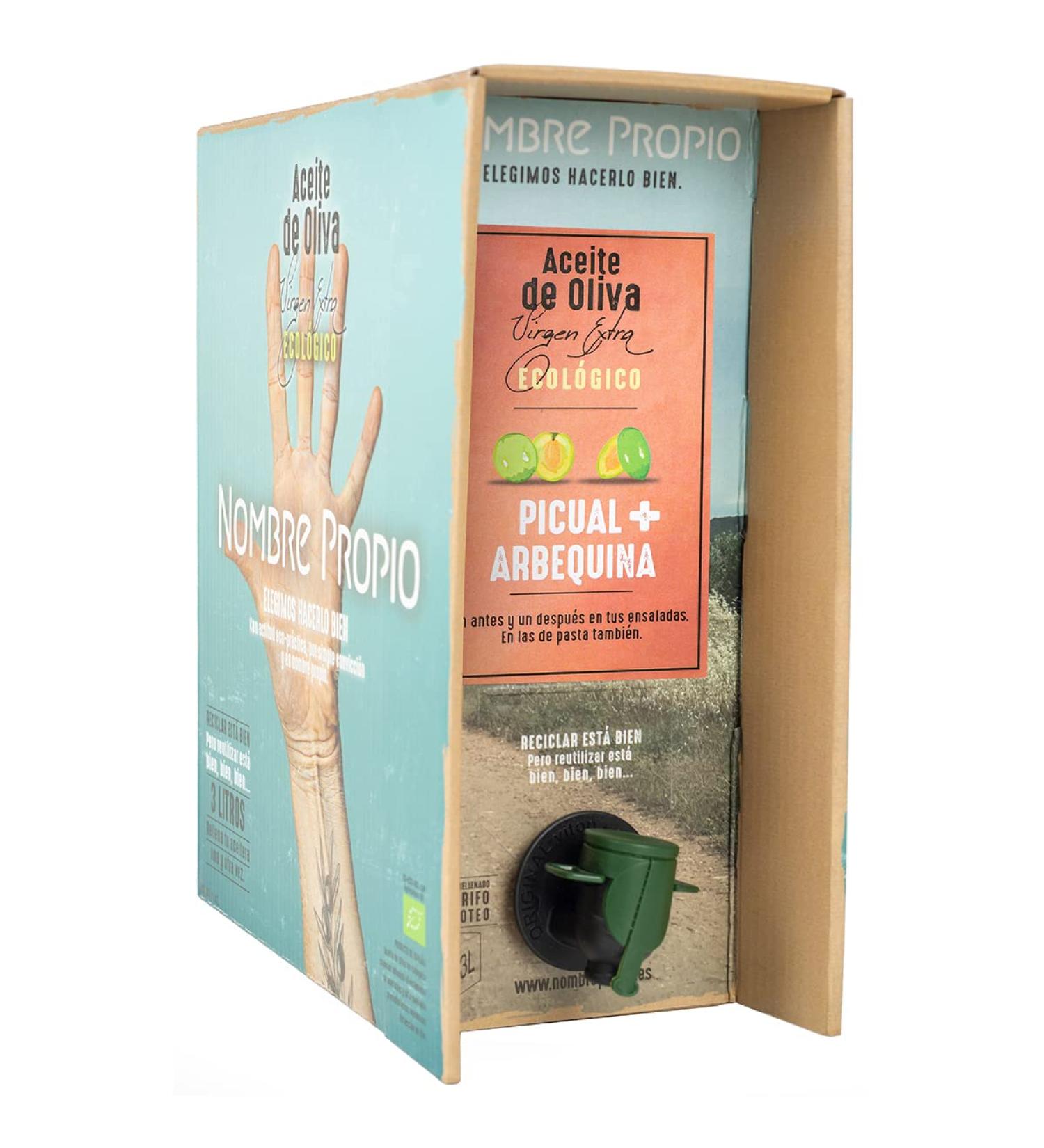 Buy Nombre Propio Extra Virgin Olive Oil - 3L BAG-in-Box | Eco Arbequina & Picual | Premium EVOO for International Shipping - Buy Online on GoSupps.com