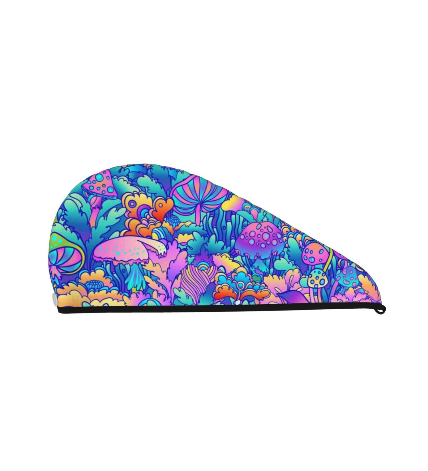 Colorful Mushrooms Microfiber Hair Towel - Super Absorbent Coral Velvet Wrap for Long Curly & Thick Hair - Quick Dry Hair Cap for Women - Buy Online on GoSupps.com