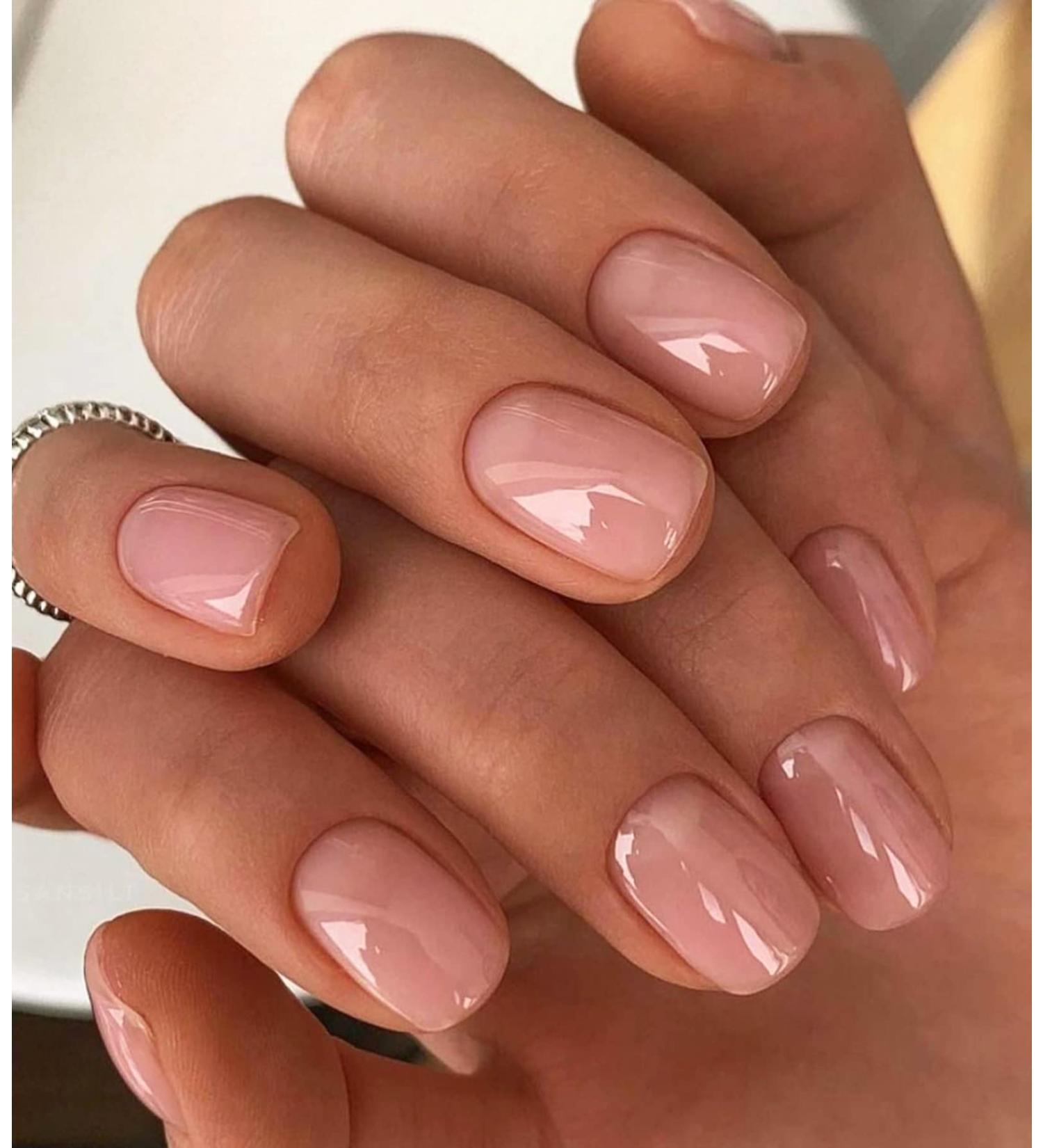 Morily Pink Press on Nails - 24Pcs Short Square Fake Nails for Women | Glossy UV Finish Squoval False Fingernails with Adhesive Tabs - Buy Online on GoSupps.com
