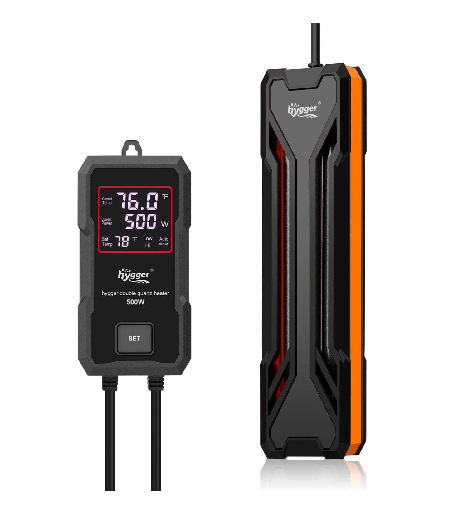 Hygger 500W Submersible Aquarium Heater - Digital LED Controller & Overheating Protection for Freshwater & Saltwater Tanks (245-500L) - Buy Online on GoSupps.com