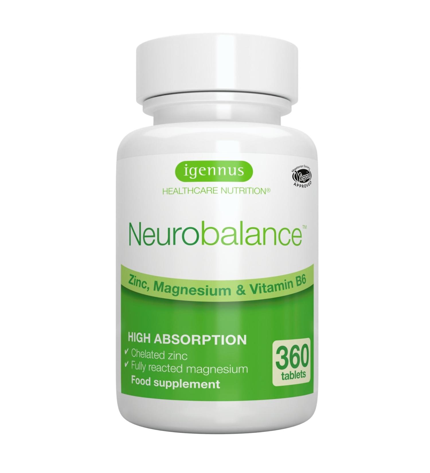 Neurobalance ZMB6 Tablets - High Dose Zinc Vitamin B6 & Magnesium | Vegan 360 Tablets for Optimal Wellness - Buy Online on GoSupps.com
