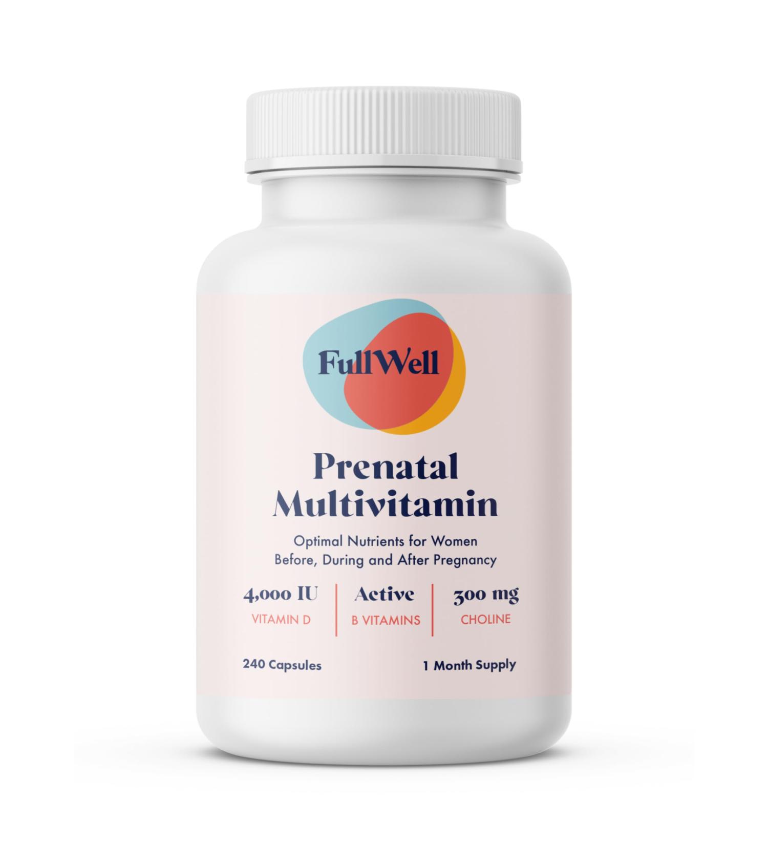 FullWell Prenatal Vitamins | Choline folate Vitamin D for fetal Growth Brain Development | 26+ Vital Nutrients | Dietitian-Formulated OBGYN Recommended Non-GMO 3rd Party Tested 30 Servings Unflavored 240 Count (Pack  - Buy Online on GoSupps.com