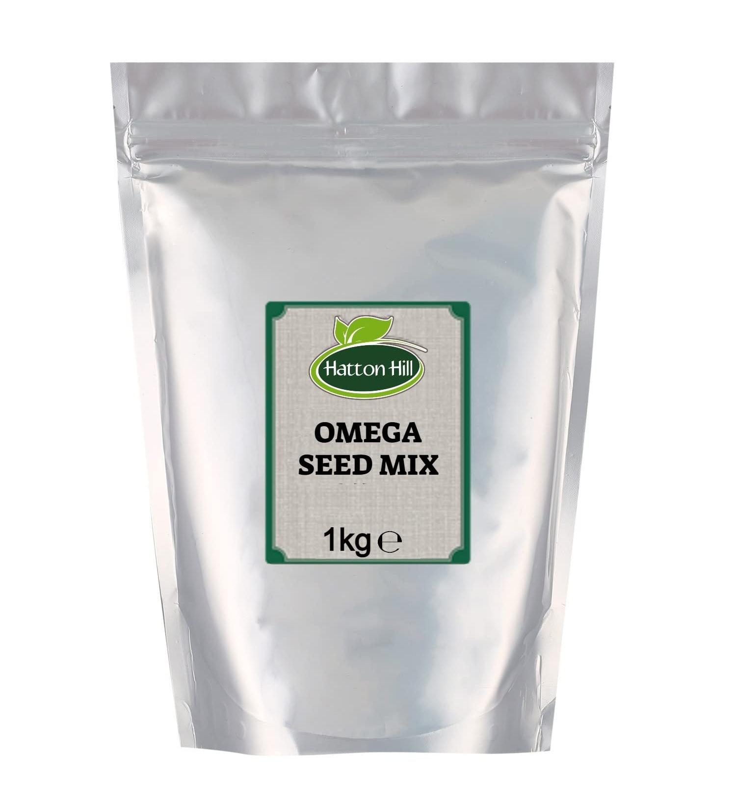 Omega Seed Mix 1kg by Hatton Hill | Natural 4 Seeds Mix with Pumpkin Sunflower Sesame and Flax Whole Raw Seeds Blend Non-GMO Vegan