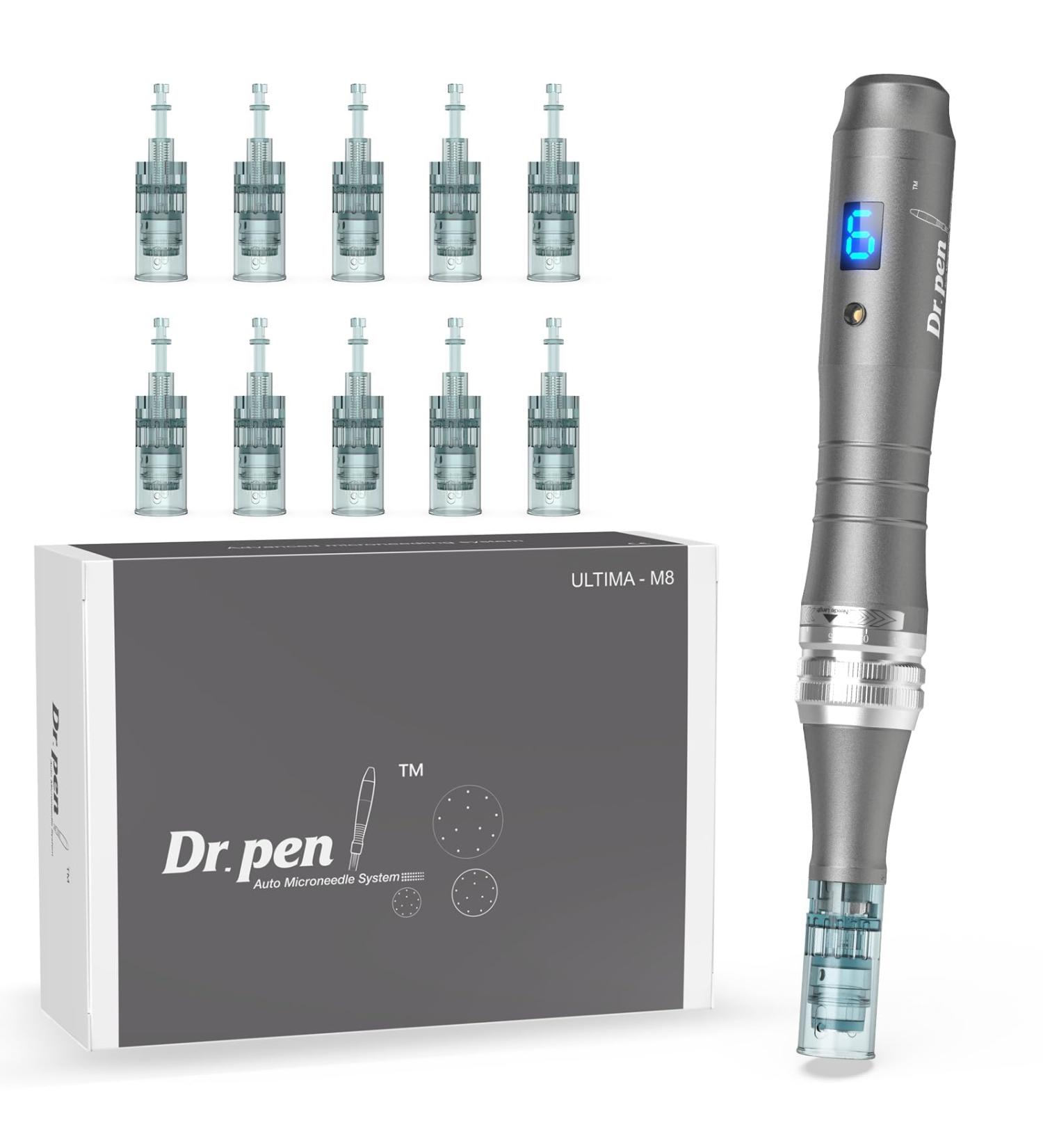 Dr.pen M8 Microneedling Pen Wireless Professional Micro Needling Pen Skin Care Tool Kit for Face and Body Auto Microneedling Device Set for Face 6 Speeds with 10 Nano Round Cartridges (UK Plug) - Buy Online on GoSupps.com