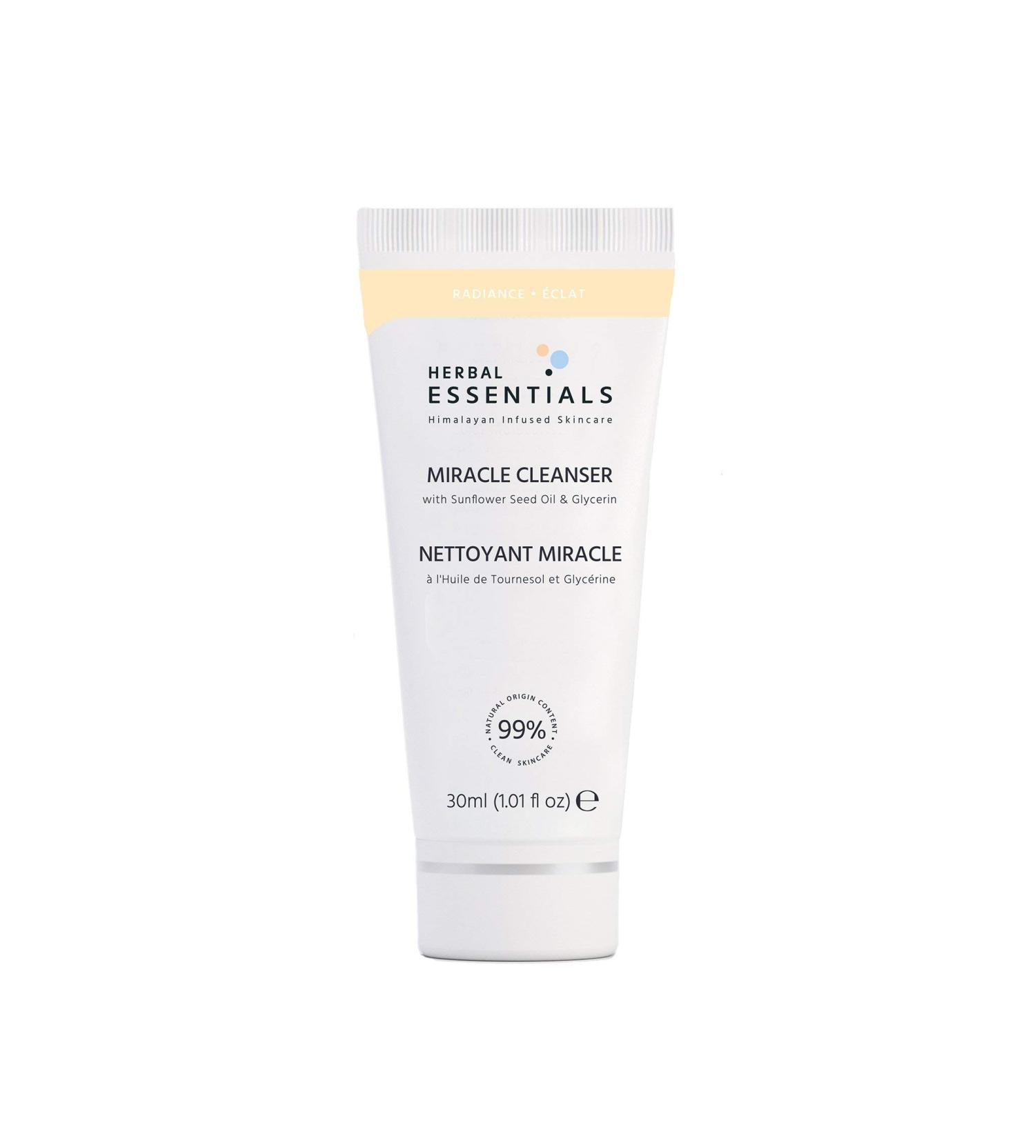 Herbal Essentials Miracle Cleanser - 99% Natural Vegan & Cruelty Free | Nourishes Hydrates & Removes Impurities | Sunflower Seed Oil & Vitamin E | 1.01 Fl Oz Made in France - Buy Online on GoSupps.com