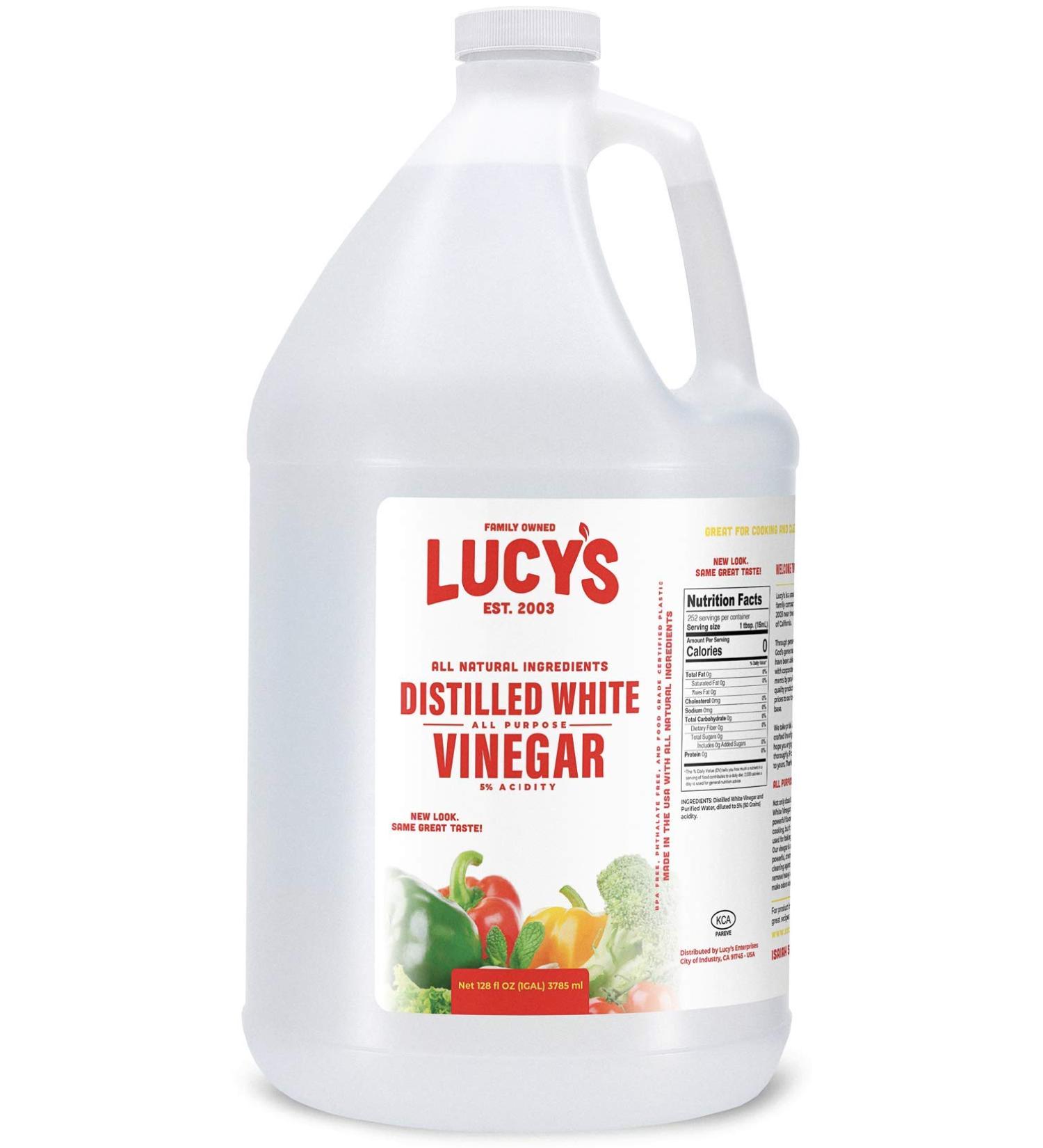 Lucyâ€™s Family Owned Natural Distilled White Vinegar - 1 Gallon (128 oz) - 5% Acidity - Buy Online on GoSupps.com