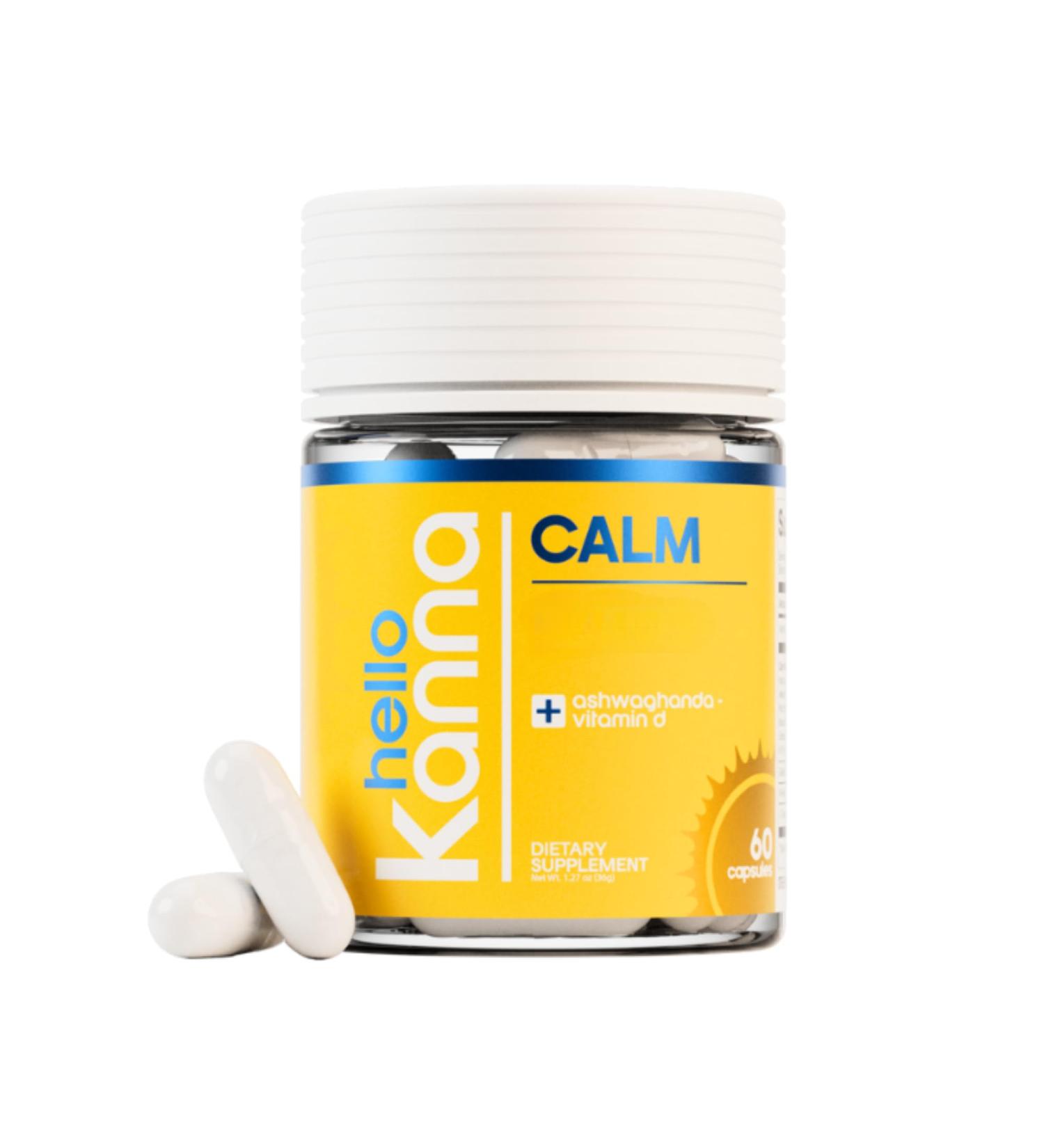 Hello Calm - Herbal Supplement with Kanna Ashwagandha Lemon Balm & Rhodiola - Plant-Based Non-GMO Gluten-Free - Crafted in USA - Premium Botanical Blend - 60 Vegan Capsules 60 Count (Pack of 1) - Buy Online on GoSupps.com