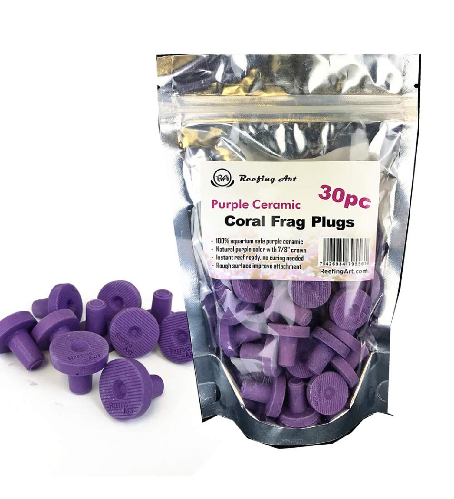 Reefing Art Ceramic Coralline Purple Coral Frag Plugs 30 Pack Tiles for SPS LPS - Buy Online on GoSupps.com