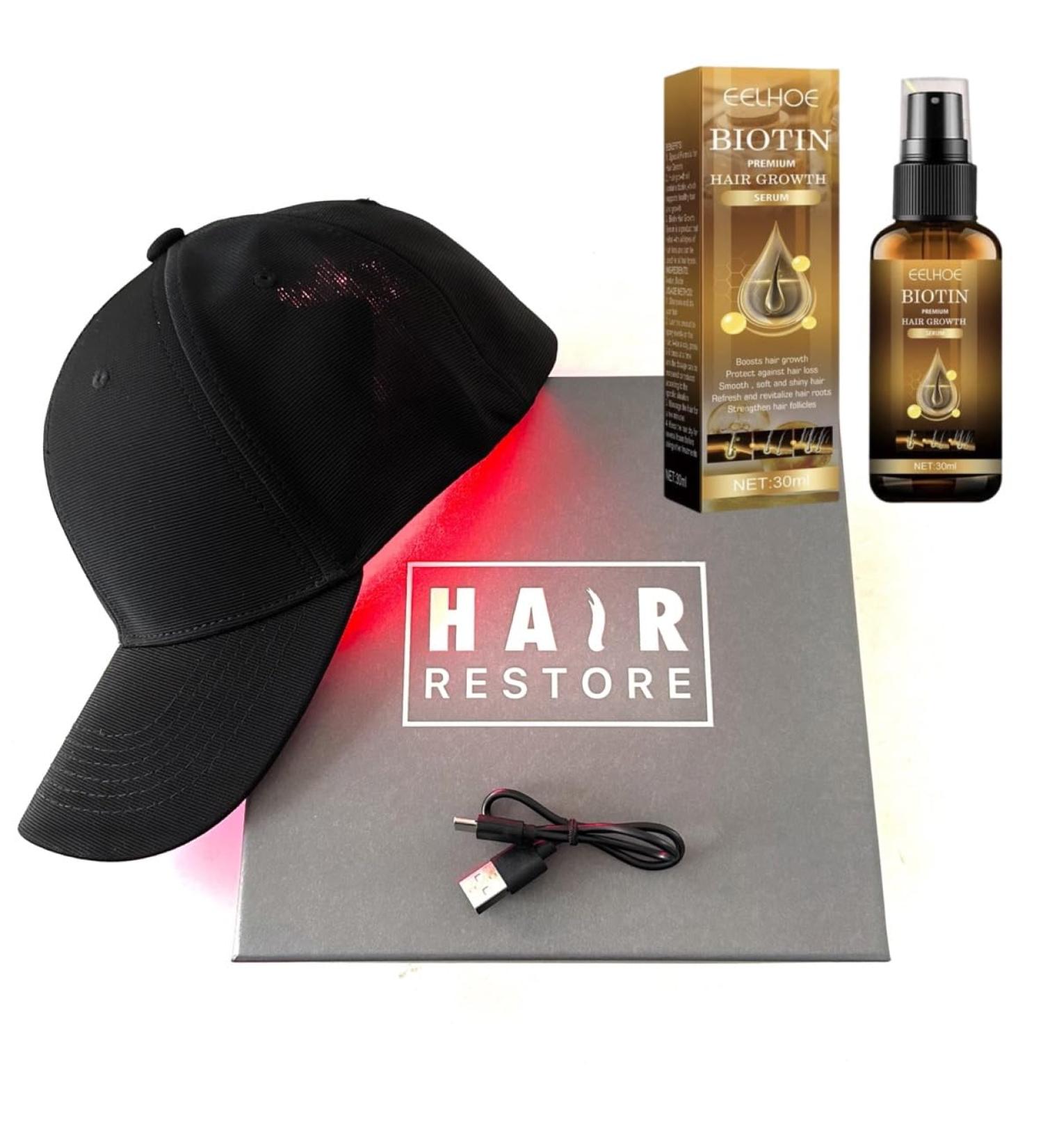 Red Light Infrared Laser Cap for Hair Growth plus FREE Biotin Serum - Buy Online on GoSupps.com