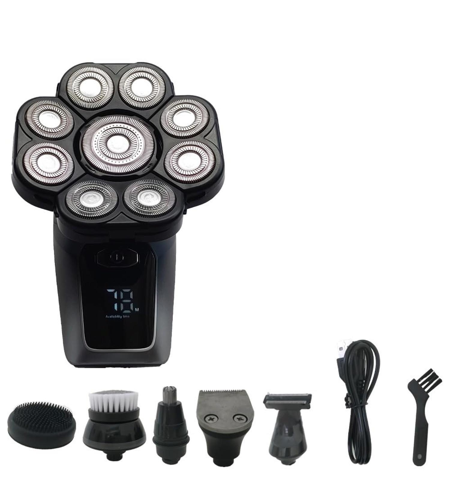 6 in 1 Electric Head Shaver for Bald Men - 9D Floating Cutter Grooming Trimmer | Wet & Dry Cordless - Buy Online on GoSupps.com