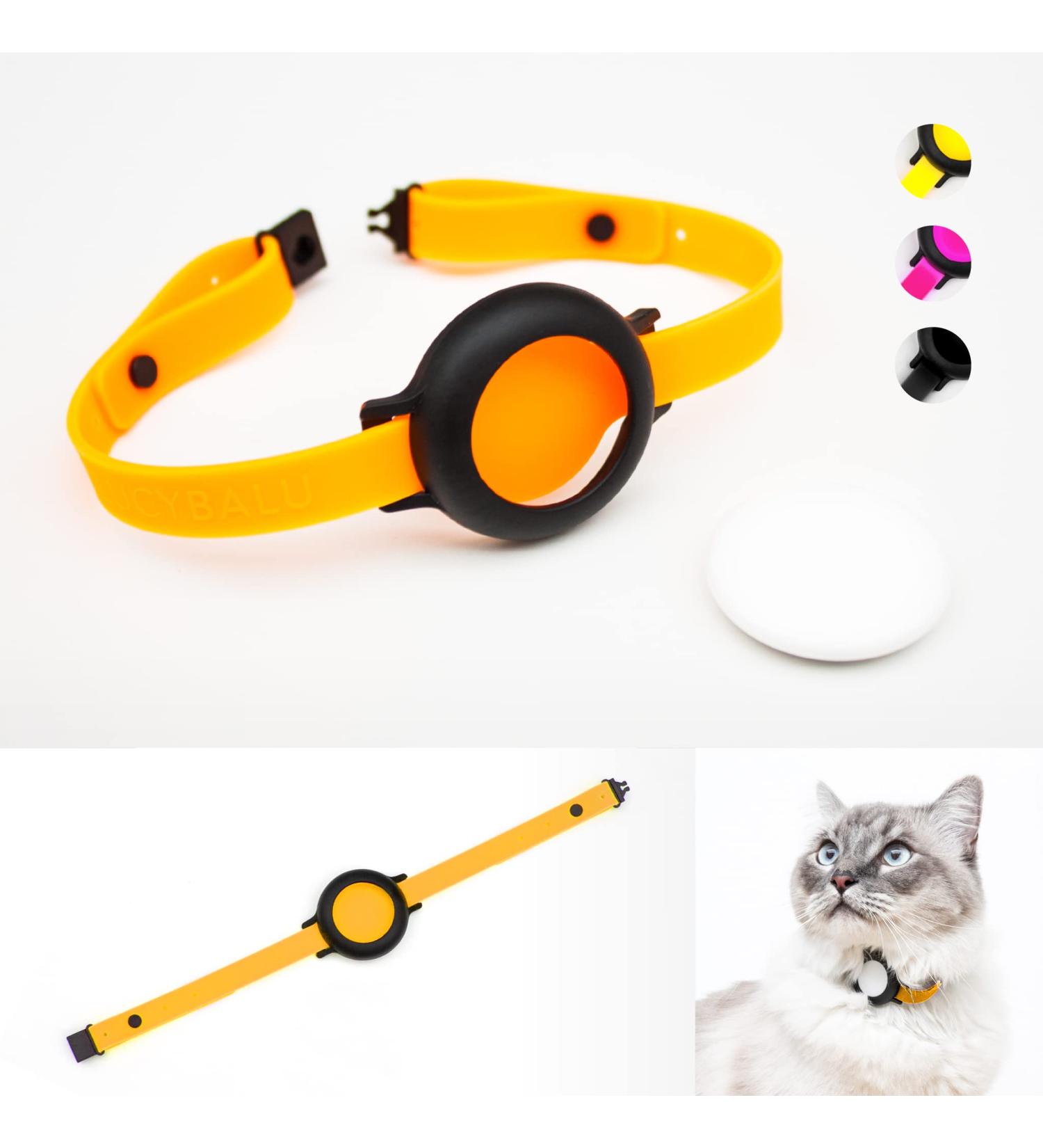 Lucybalu Cat Airtag Collar | Premium Lightweight Silicone Tracker - Safe & Comfortable Neon Orange for Cats - Buy Online on GoSupps.com