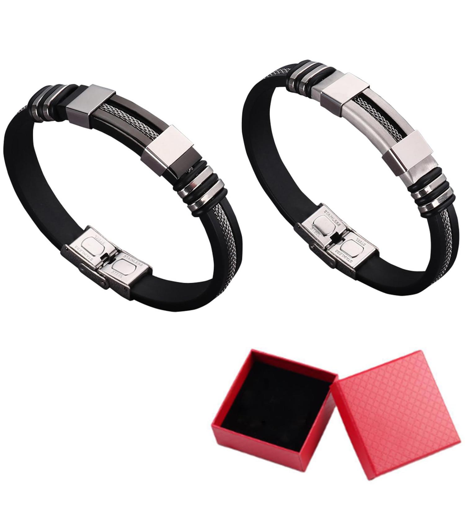 SuperTitani Germanium Lymphvity Bracelet | Lymph Drainage Magnetic Bracelet for Enhanced Blood Circulation | Black Silver Design - International Shipping Available - Buy Online on GoSupps.com