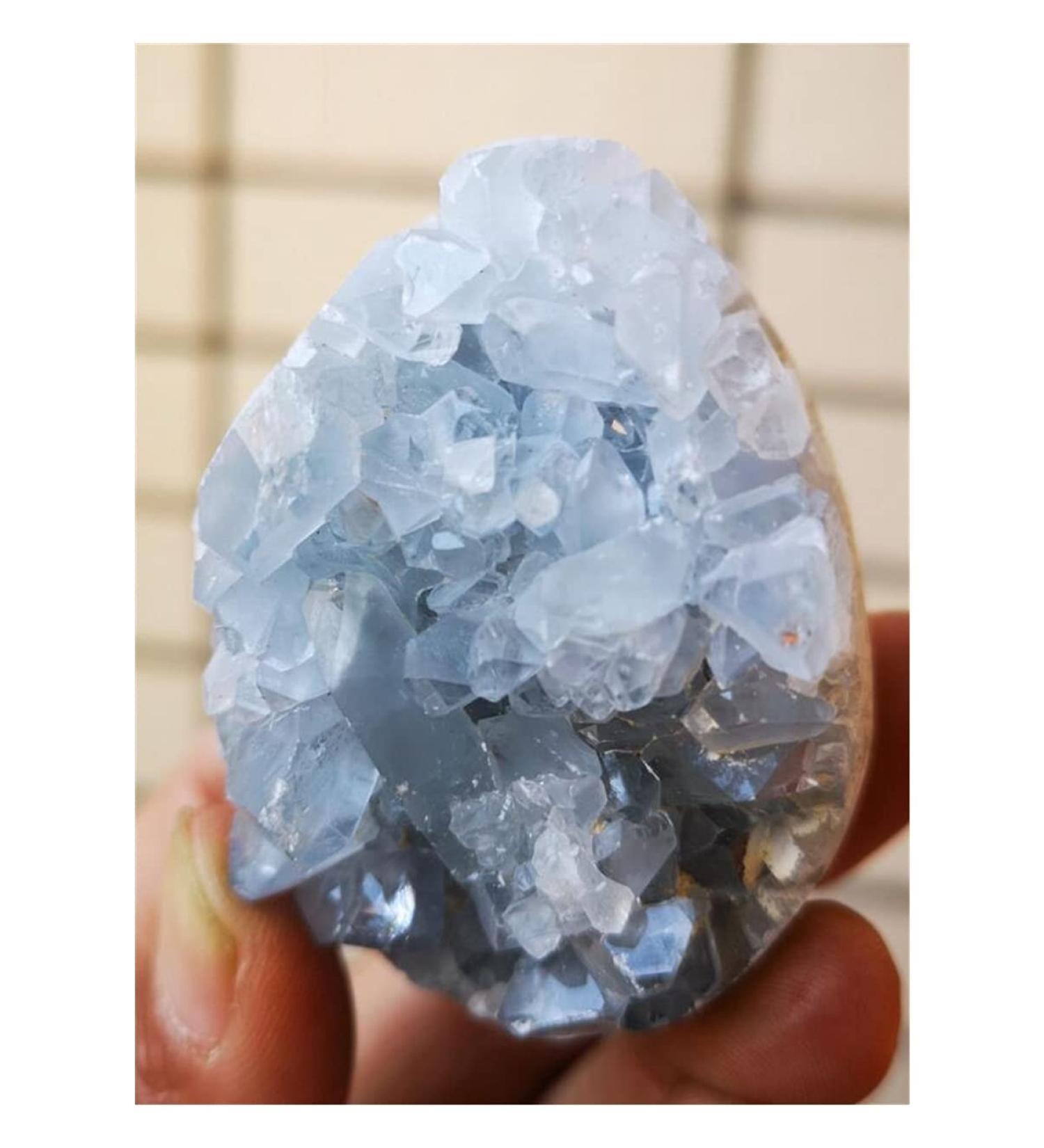 Crystal Rough Stone Natural Celestite geode Quartz Cluster Crystal Specimen Balance Gemstone Decoration - Buy Online on GoSupps.com