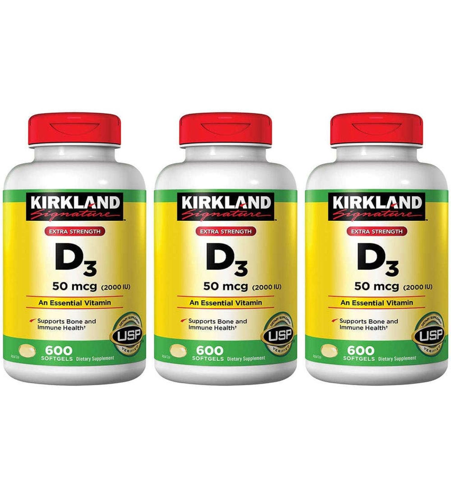 Kirkland Signature Maximum Strength Vitamin D3 2000 I.U. Pack of 3