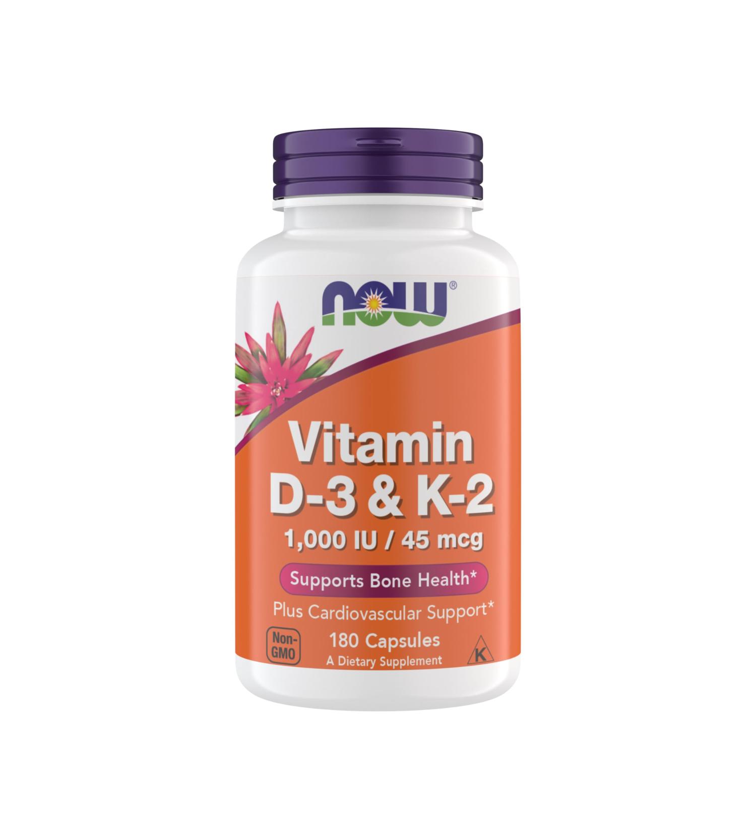 Now Supplements Vitamin D3 K2 1 000 IU/45 mcg Cardiovascular Support Supports Bone Health 180 Vegetarian Capsules - Vegan Gluten Free Kosher Vitamin D3 and K2 Supplements (Pack of 1) - Buy Online on GoSupps.com