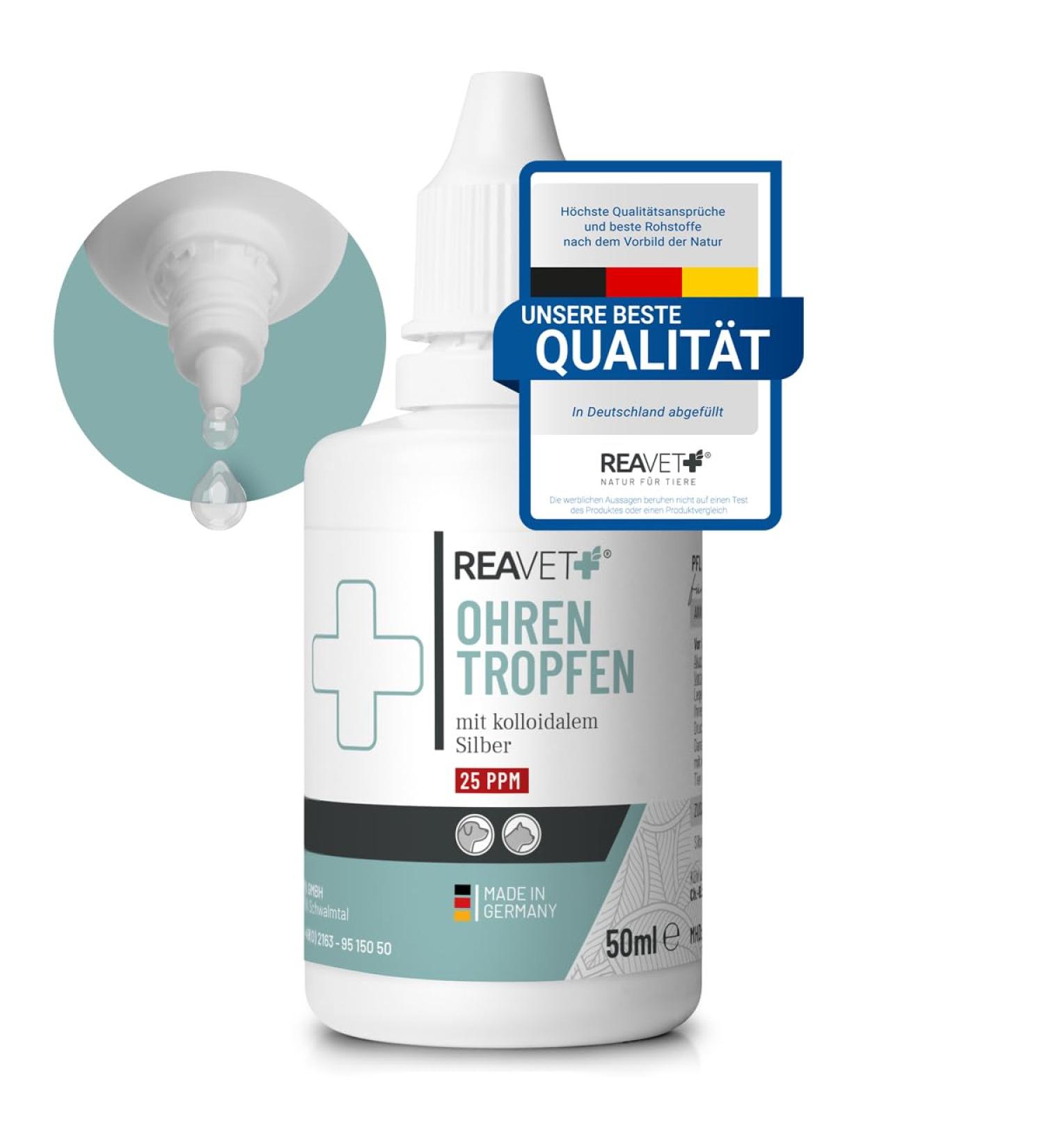 Reavet Ear Drops with Colloidal Silver 50ml - Effective Ear Care for Dogs & Cats | Relieves Inflammation Itching & Fights Germs - Buy Online on GoSupps.com