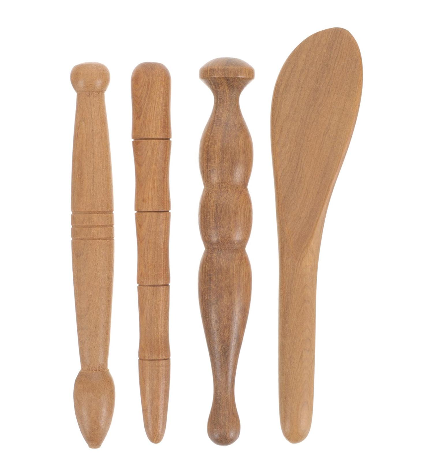 Healvian 4-Piece Wooden Foot Massager Set | Acupuncture Massage Roller & Body Shaping Tools for Relaxation & Pain Relief - Buy Online on GoSupps.com