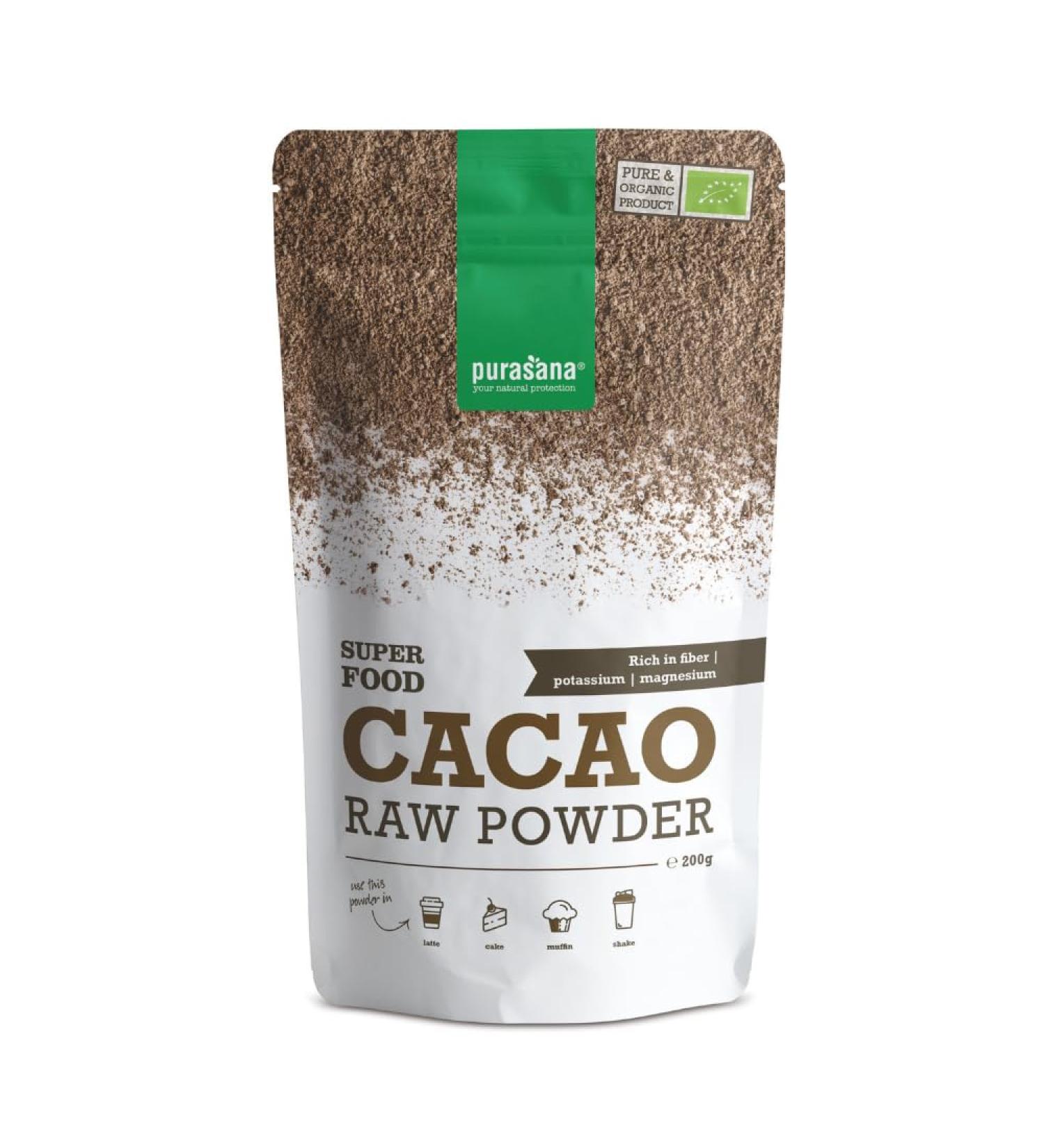 Purasana Organic cocoa powder - 200 g raw bitter cocoa without sugar vegan & certified organic - Buy Online on GoSupps.com