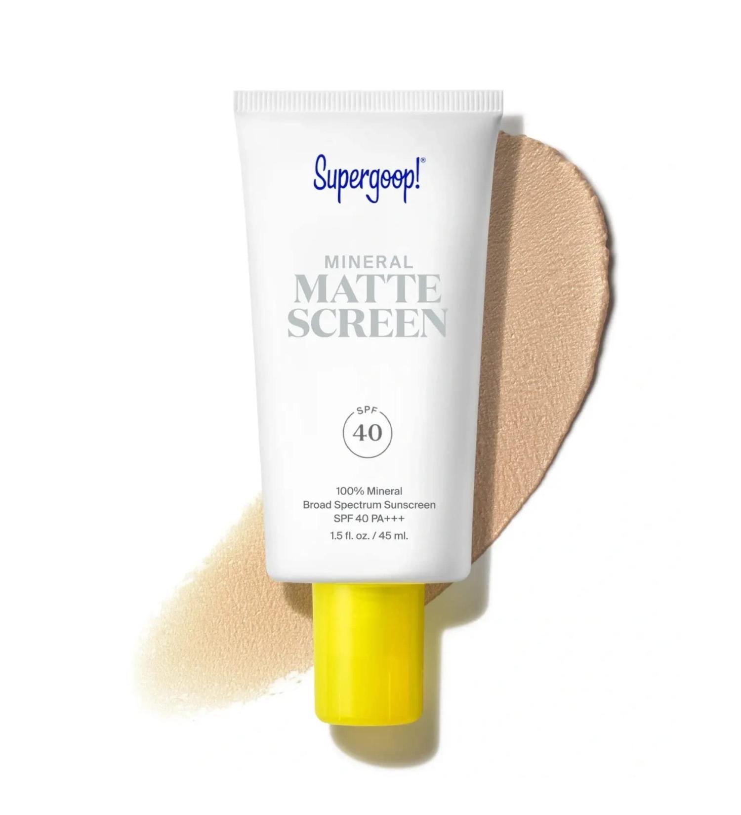Supergoop! Mineral Mattescreen SPF 40 - 45 mL | Oil-Free Mineral Sunscreen - Smooths Skin, Minimizes Pores, Controls Shine - Buy Online on GoSupps.com