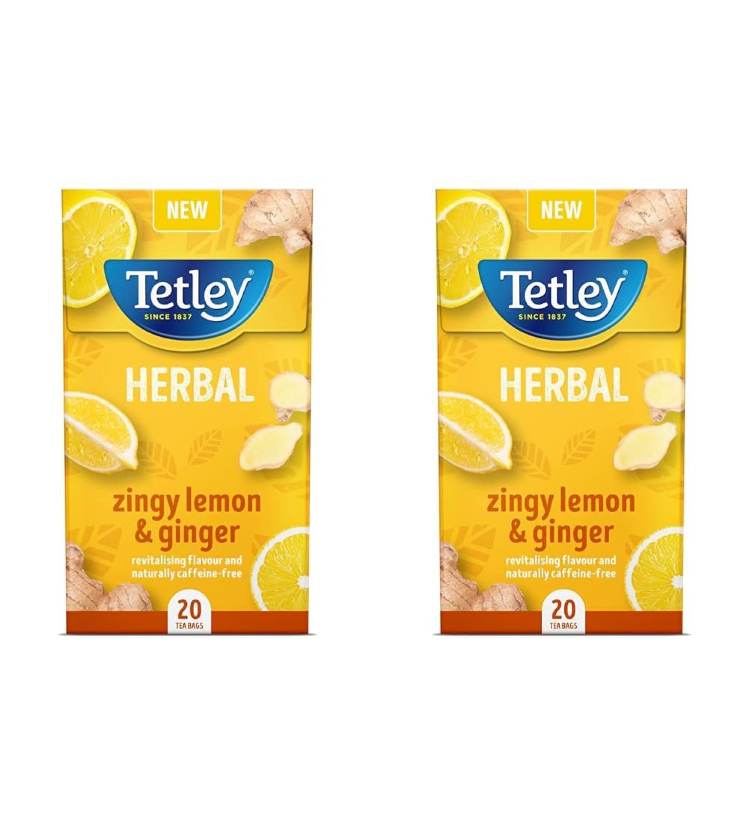 Tetley Zingy Lemon & Ginger Box of 20 Teabags (Pack of 2) - Buy Online on GoSupps.com