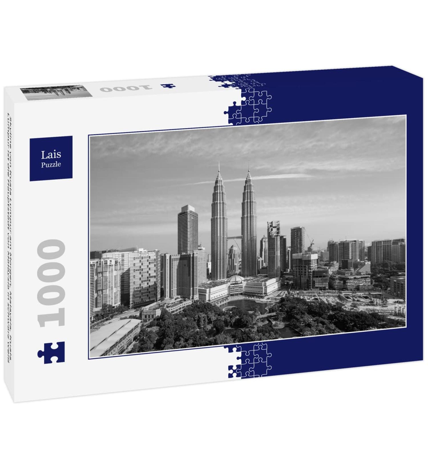 Lais Puzzle Skyline of Kuala Lumpur in the morning Malaysia Kuala Lumpur is the capital of Malaysia in black and white 1000 pieces - Buy Online on GoSupps.com