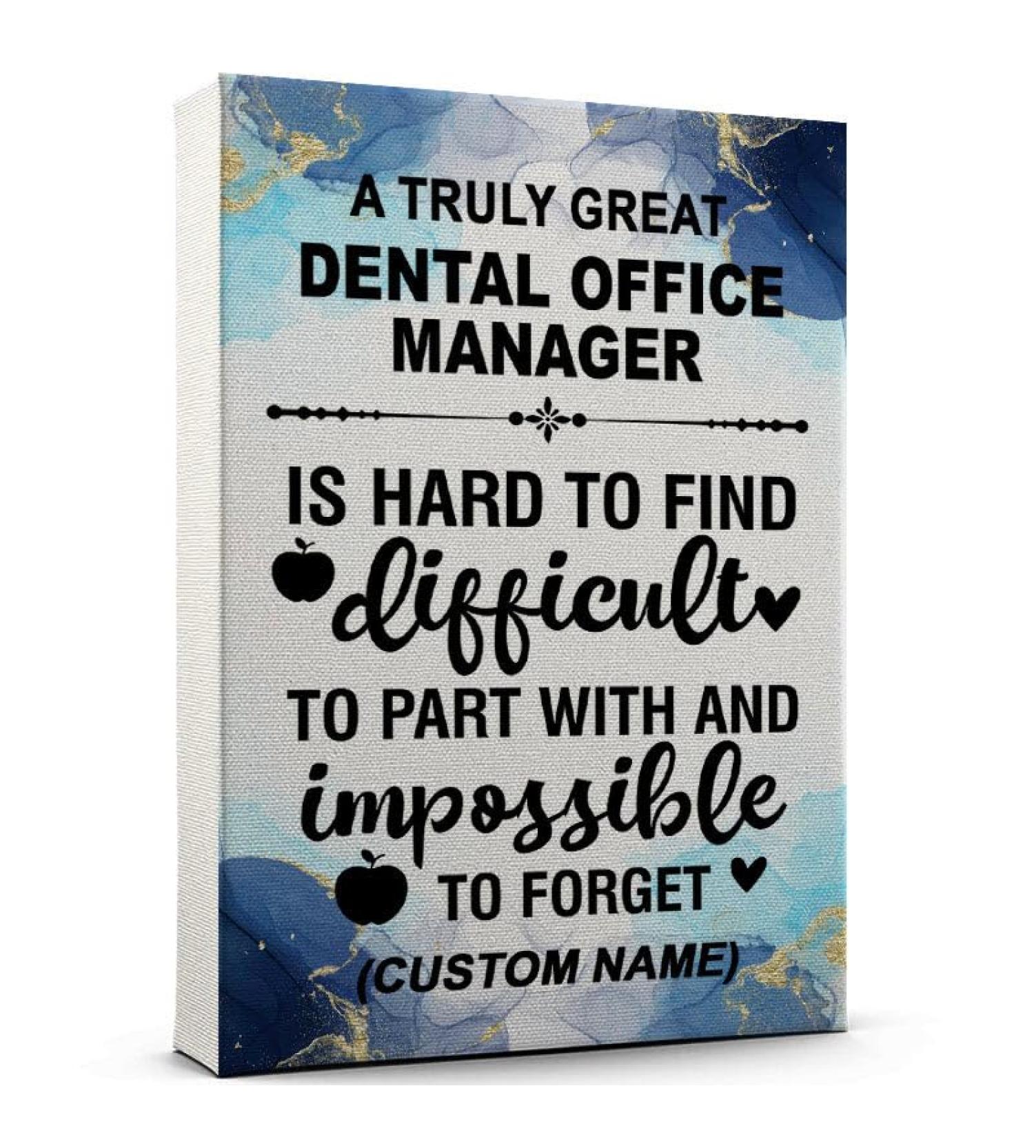 Inspirational Dental Office Manager Canvas Wall Abstract Blue Watercolor Style Dental Office Manager A Truly Great One Is Hard to Forget Poster Print Ready to Hang