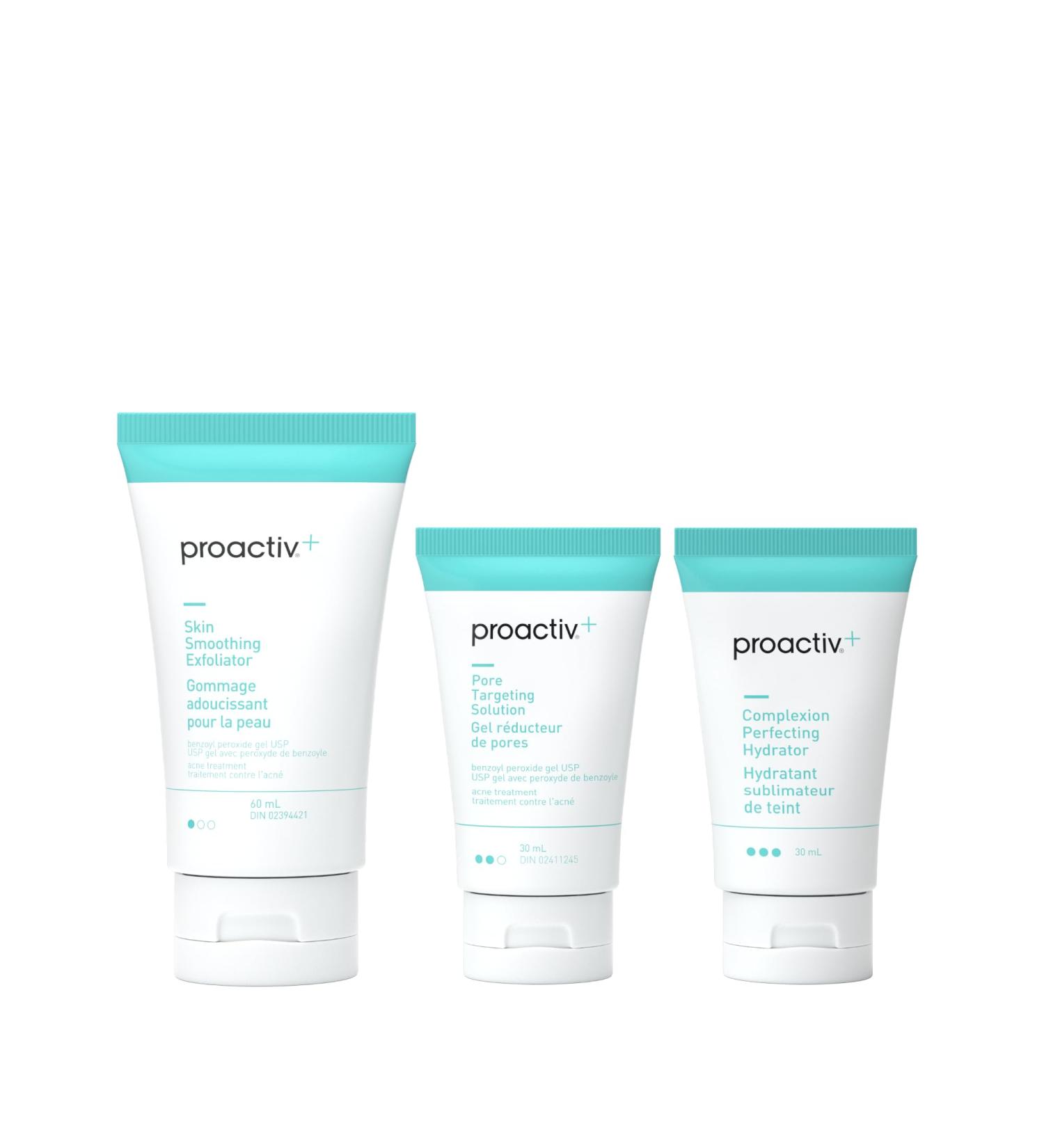 Proactiv+ 3 Step Advanced Skin Care Acne Treatment - Benzoyl Peroxide Face Wash Exfoliating Face Wash And Pore Minimizer - 30 Day Complete Acne Skin Care Kit - Buy Online on GoSupps.com