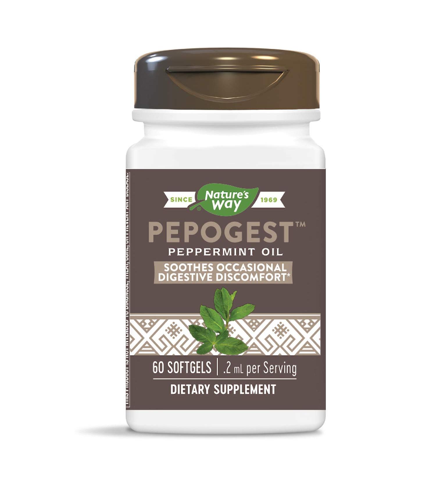Nature's Way Pepogest Enteric-Coated Peppermint Oil Capsules 60 Count (Pack of 2) for Gastrointestinal Comfort - Buy Online on GoSupps.com
