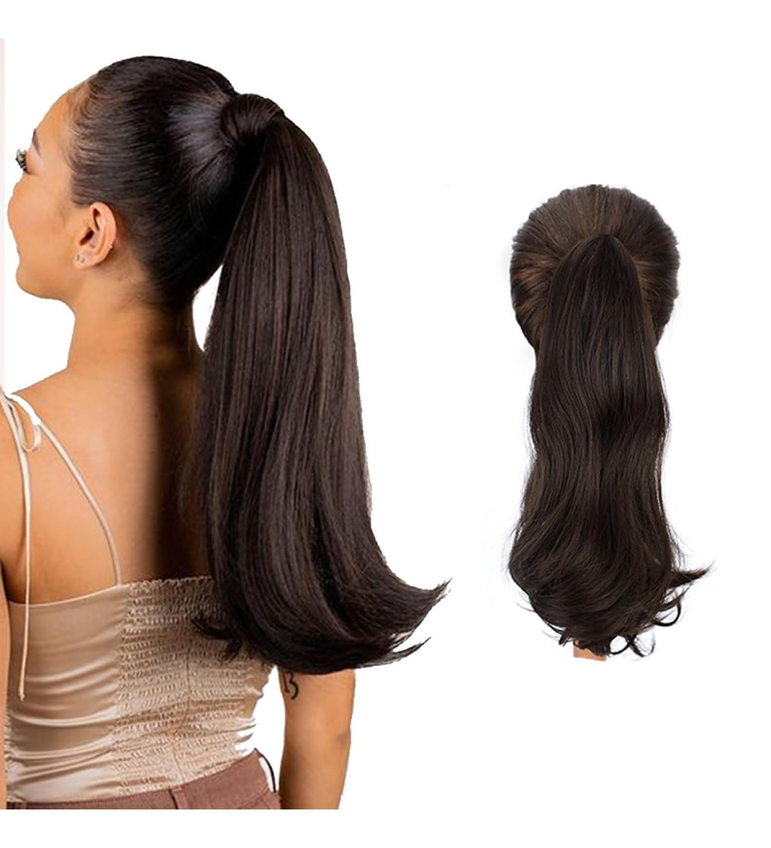 45cm Claw Clip Ponytail Extension Straight Fake Jaw ponytail Hairpieces Faux Hair Pieces Curly High pony tails hair extensions clip on ponytails for women Girls Kids Dark brown) 18 inch/45cm dark brown - Buy Online on GoSupps.com