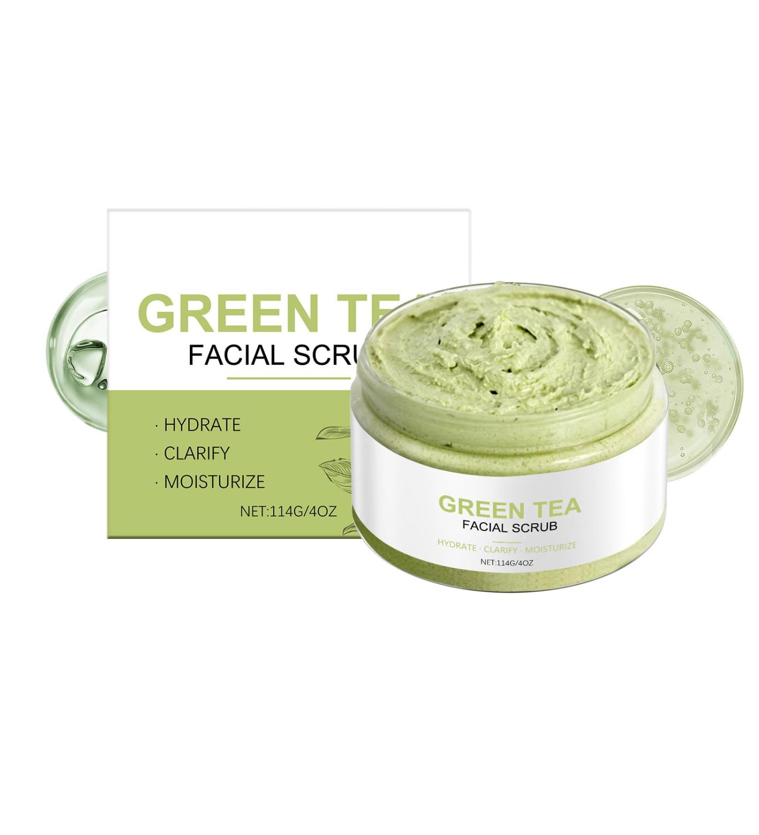Green Tea Facial Scrub with Walnut Shell Powder Gentle Exfoliating & Cleansing Formula for Smooth Skin 4 Oz - Buy Online on GoSupps.com