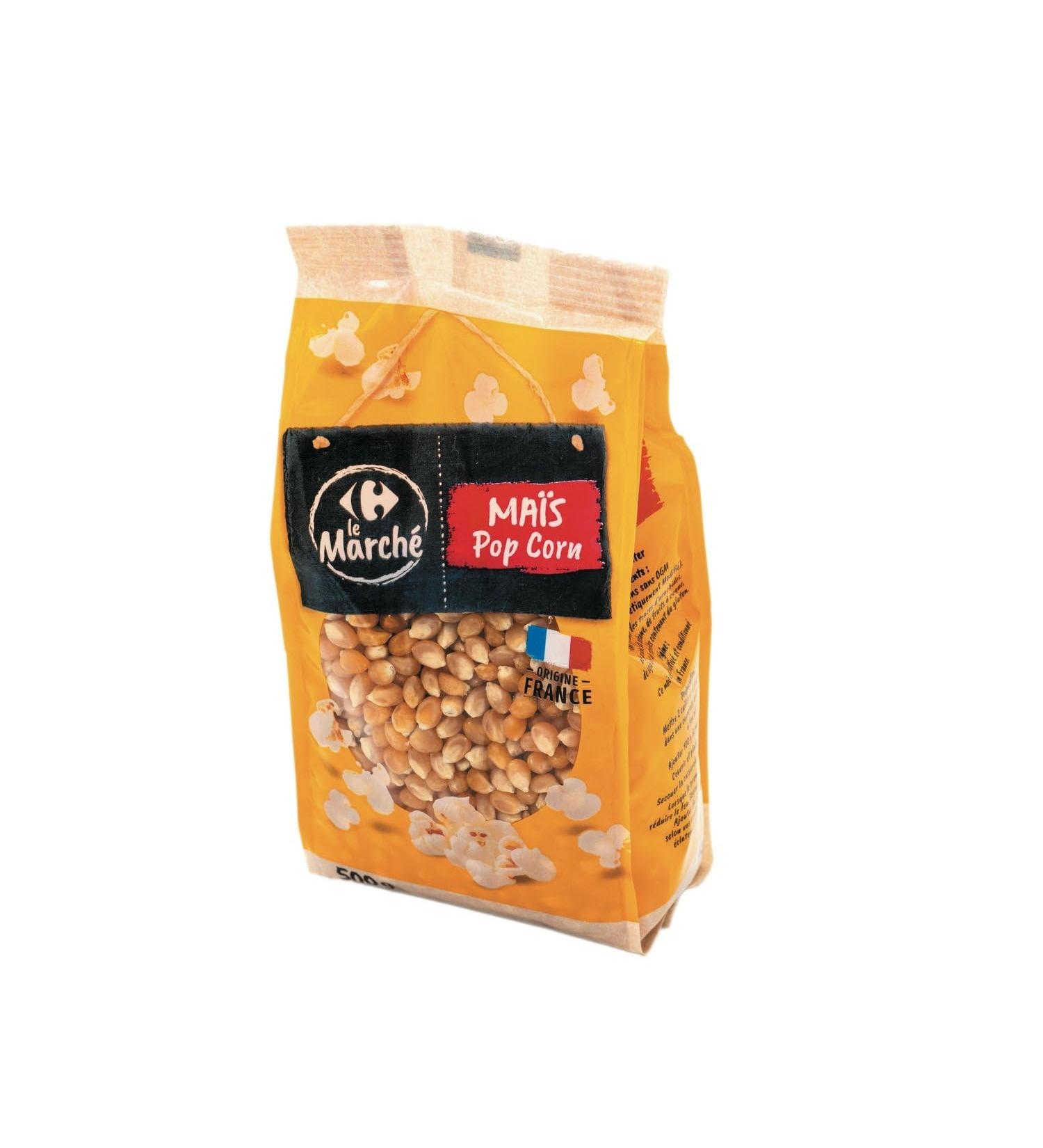 CARREFOUR LE MARCHE Popcorn Gourmand Faire Maison Grain de Ma s Naturel 500g - lot de 4 - Vendu par Lot