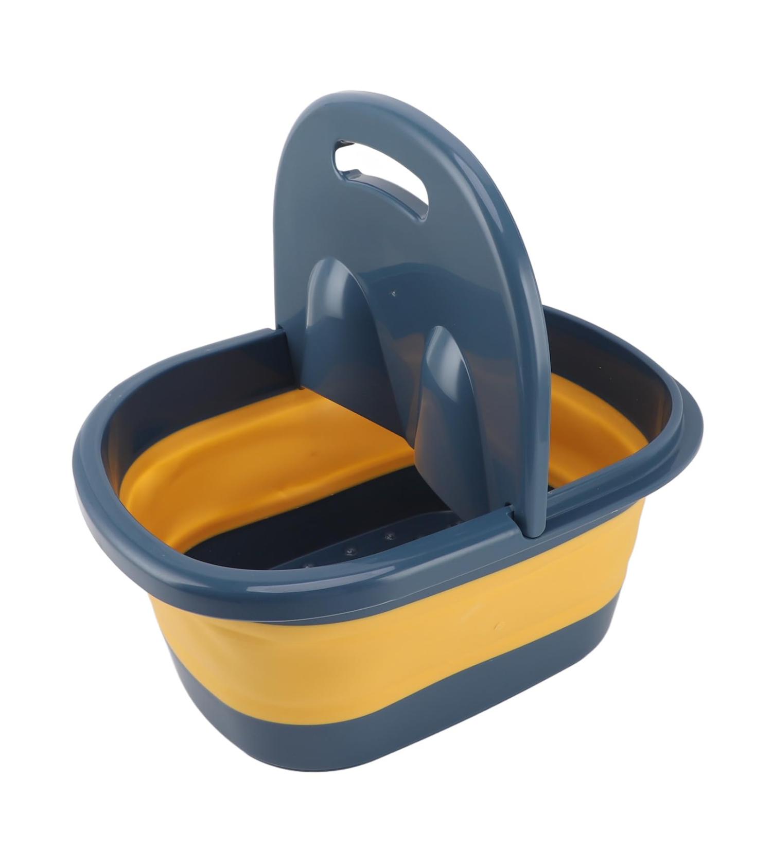 Foot Bath Collapsible Soak Tub with Handle Plastic Foot Bucket with Acupressure Points for Washing Soaking Feet (Locke Yellow) - Buy Online on GoSupps.com