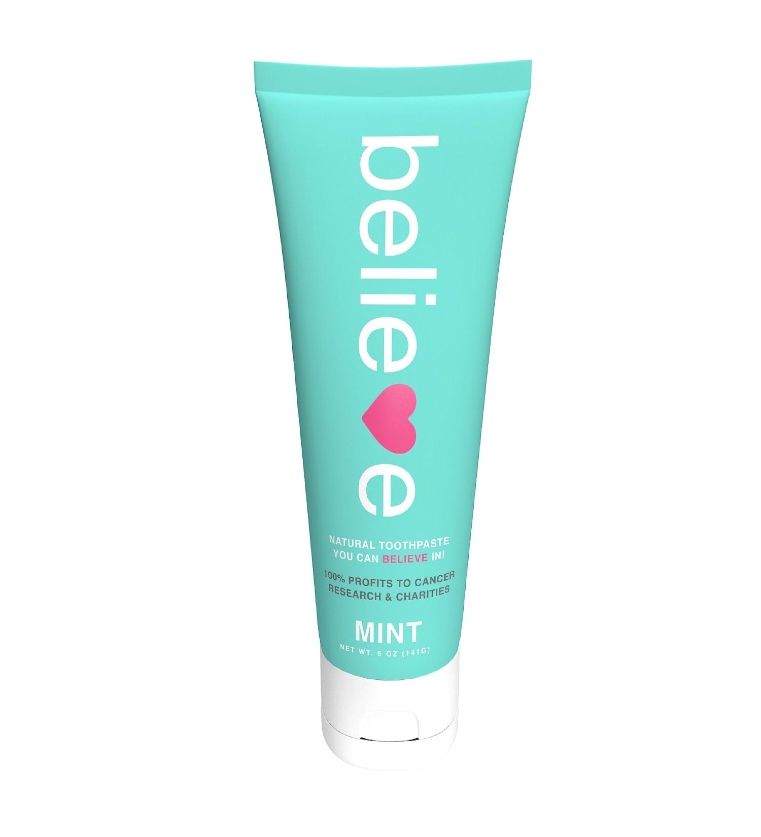 Believe Oral Care Mint Toothpaste | 100% Profits to Cancer Research | Vegan All Natural Gluten Free SLS Free | Whitens & Freshens - 5 OZ - Buy Online on GoSupps.com